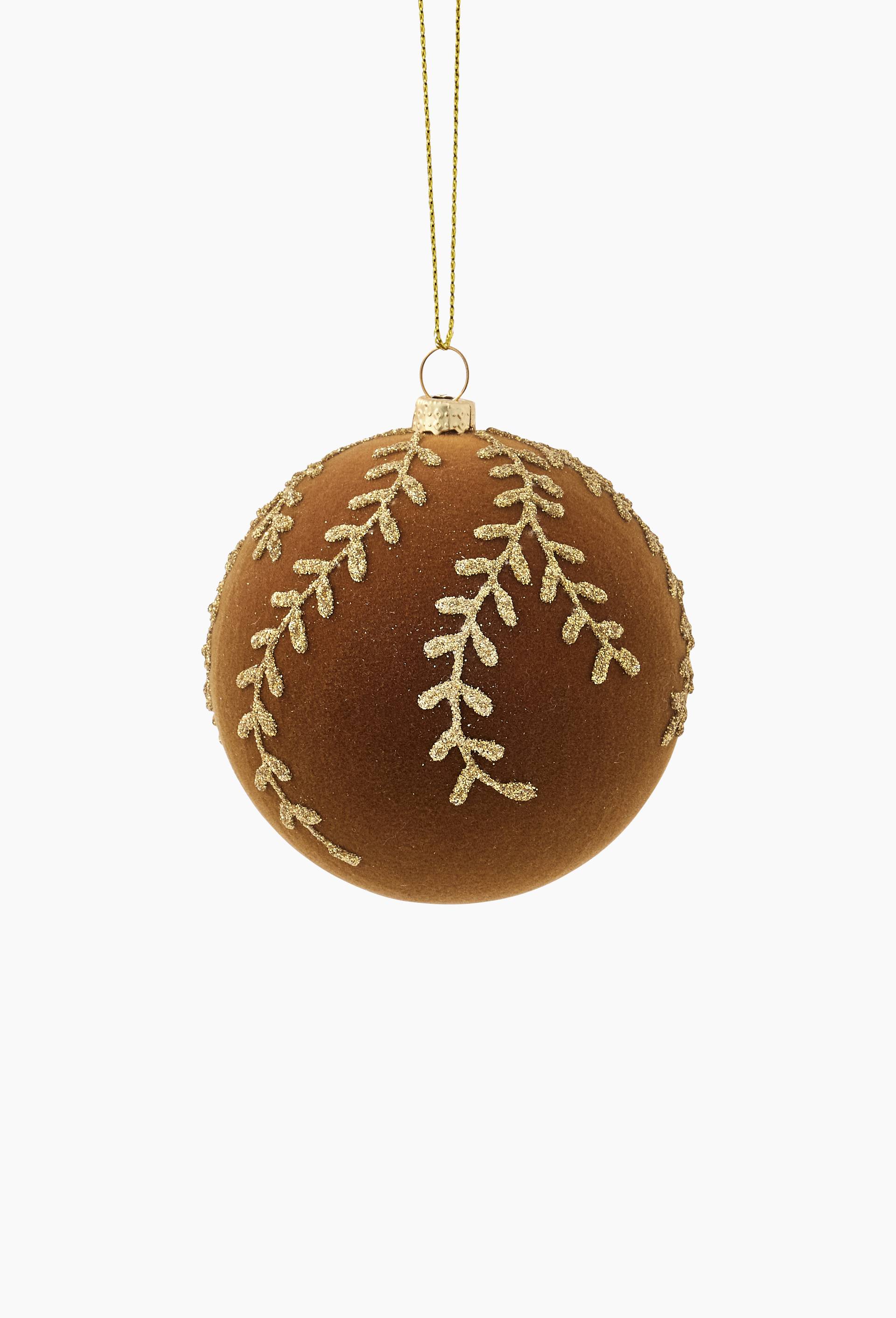 Boule feuillage, 8cm, en velour, Brun, large image number 0