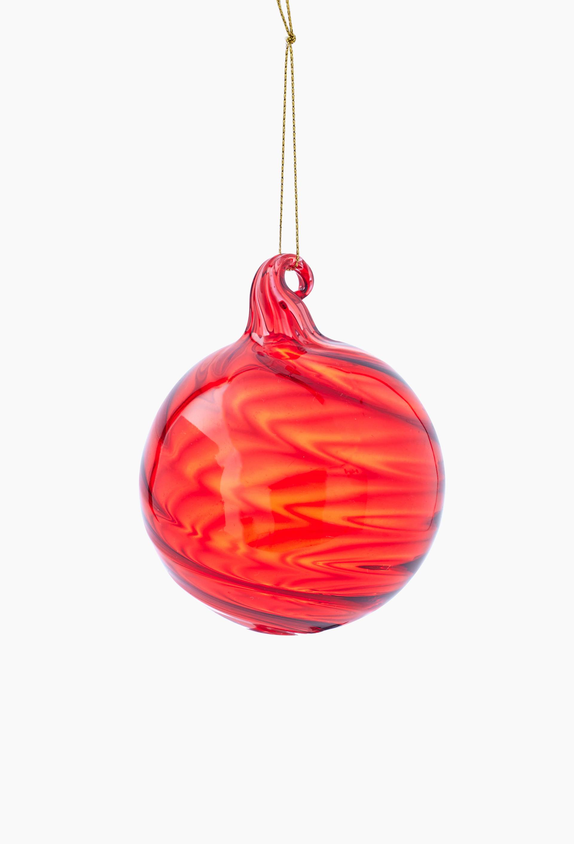 Boule twist&eacute;, 8cm, en verre, Rouge, large image number 0.0