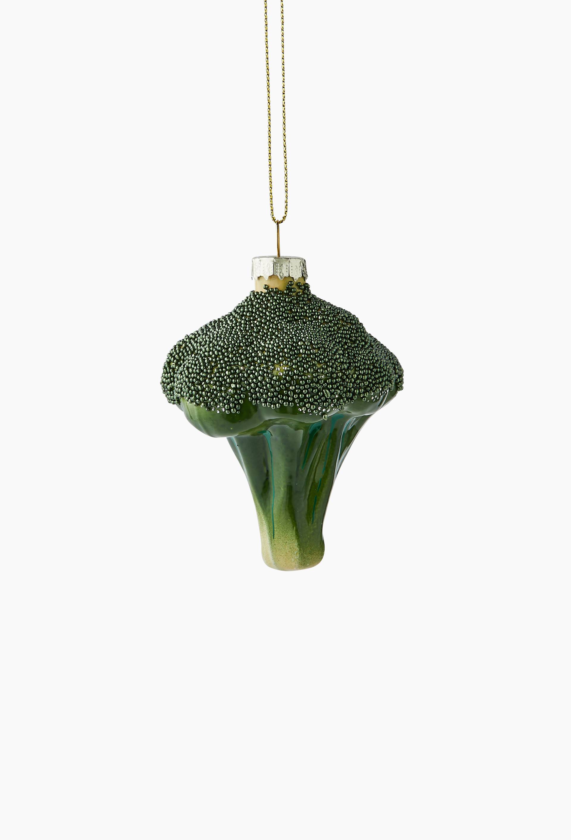 Ornement brocoli, H8cm, en verre, Vert fonc&eacute;, large image number 1