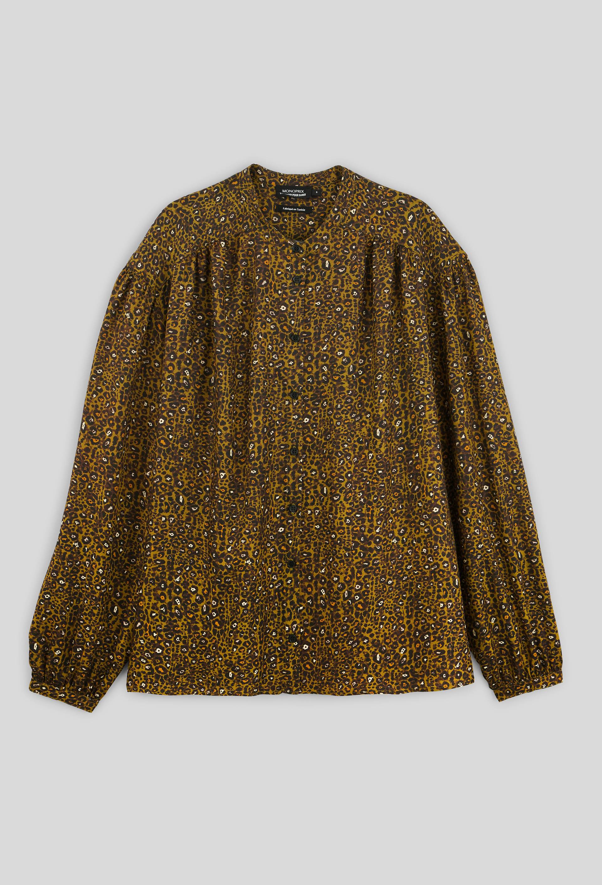 Blouse imprim&eacute;e avec manches bouffantes, Vert, large image number 2