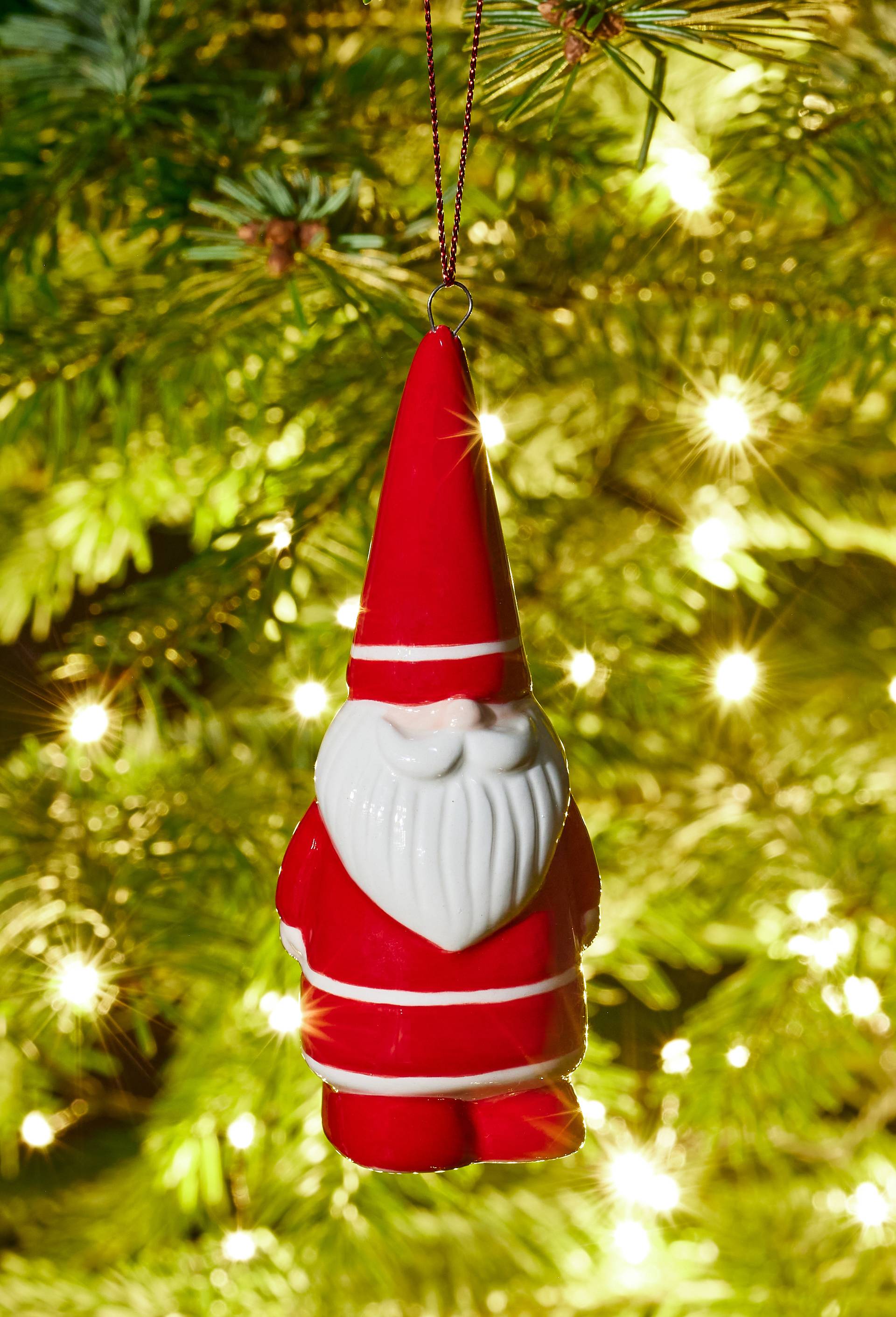 Ornement P&egrave;re No&euml;l, H12cm, en c&eacute;ramique, Rouge, large image number 0