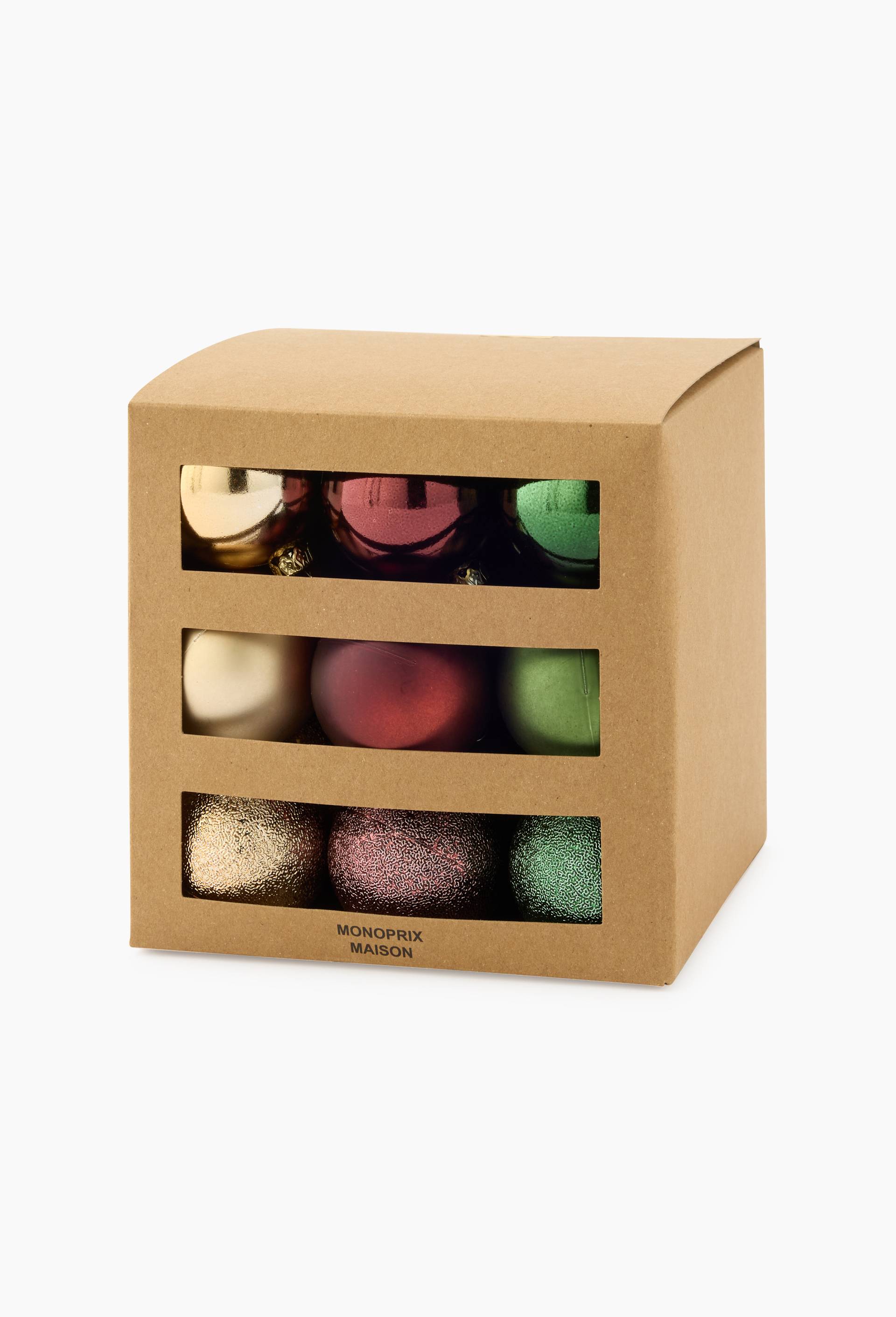 Boite 27 boules, 5cm, en plastique, Rouge fonc&eacute;, large image number 1