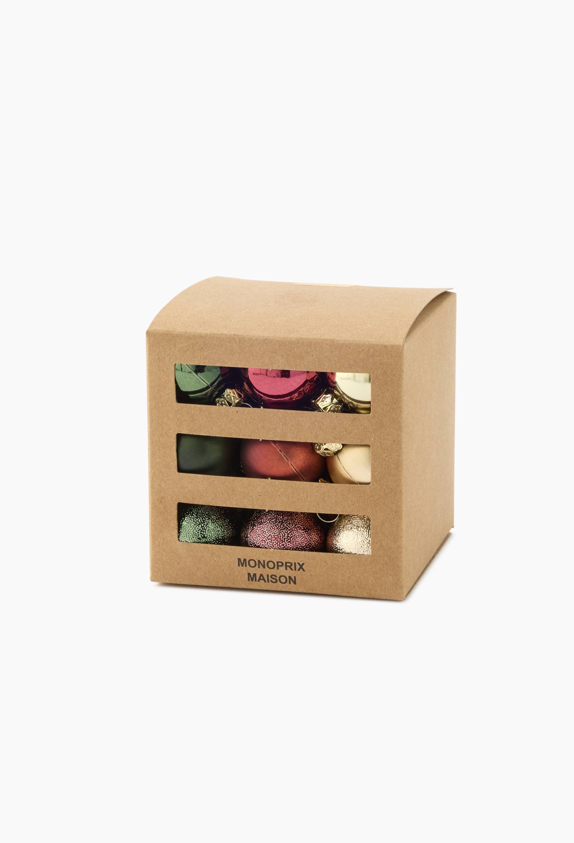 Boite 27 boules, 3cm, en plastique, Rouge fonc&eacute;, large image number 1.0