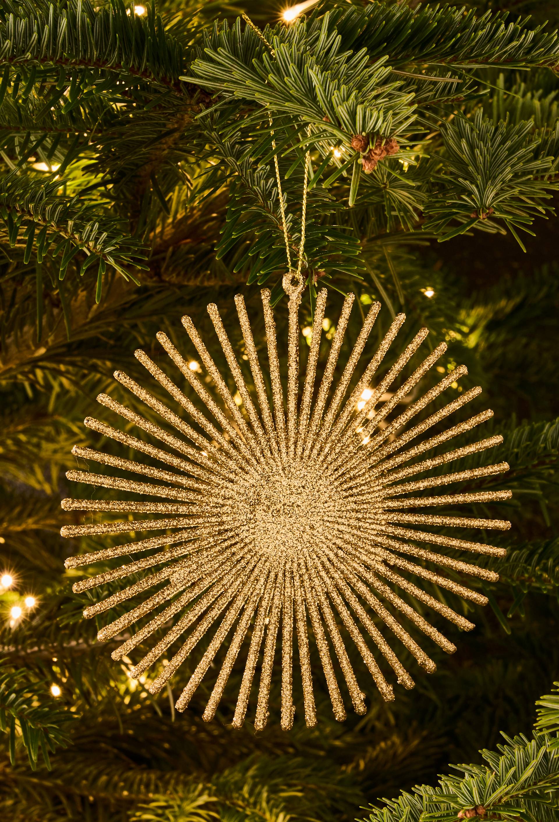 Ornement soleil, 14cm, en plastique, Or, large image number 0