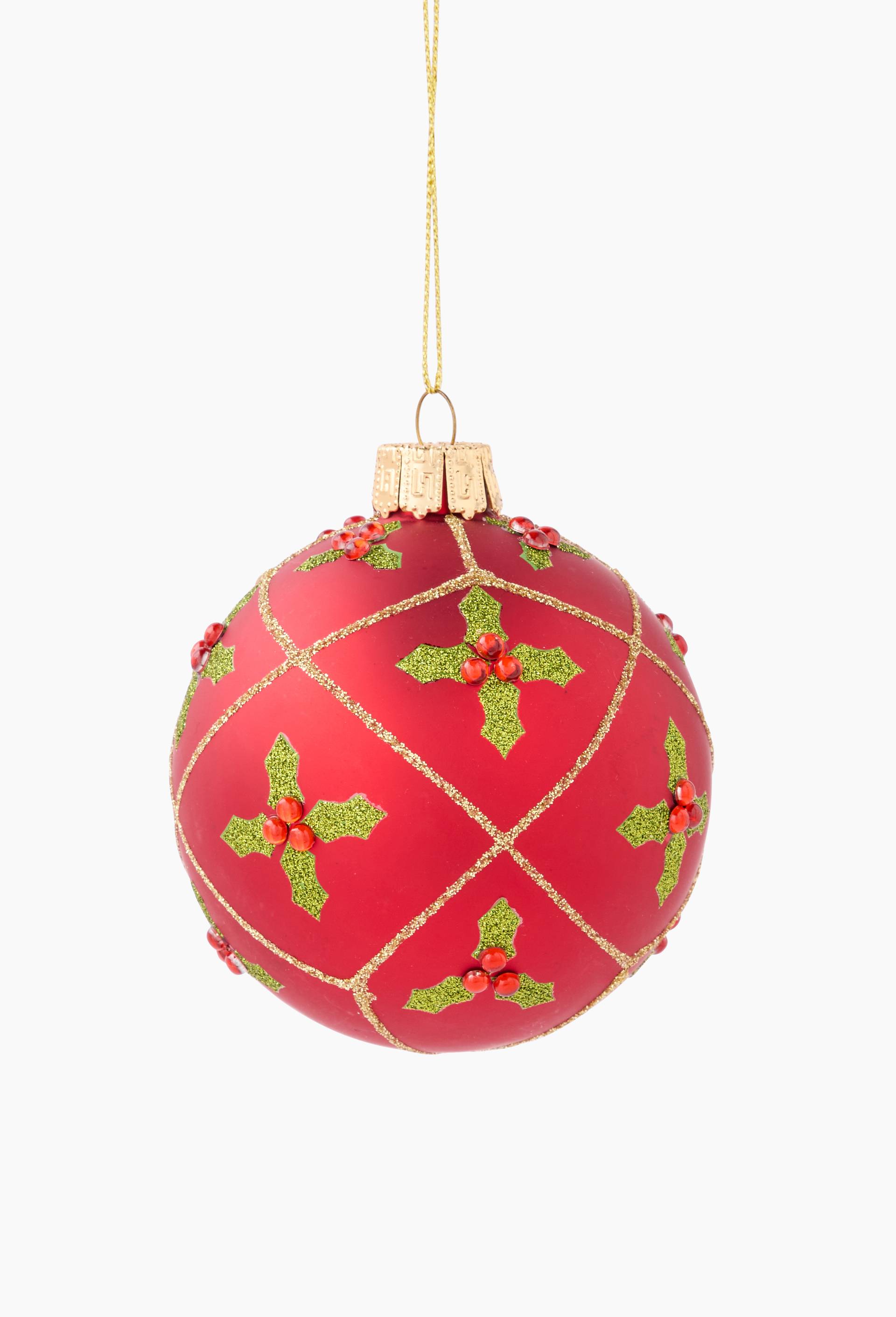 Boule houx, 8cm, en verre, Multicolore, large image number 0