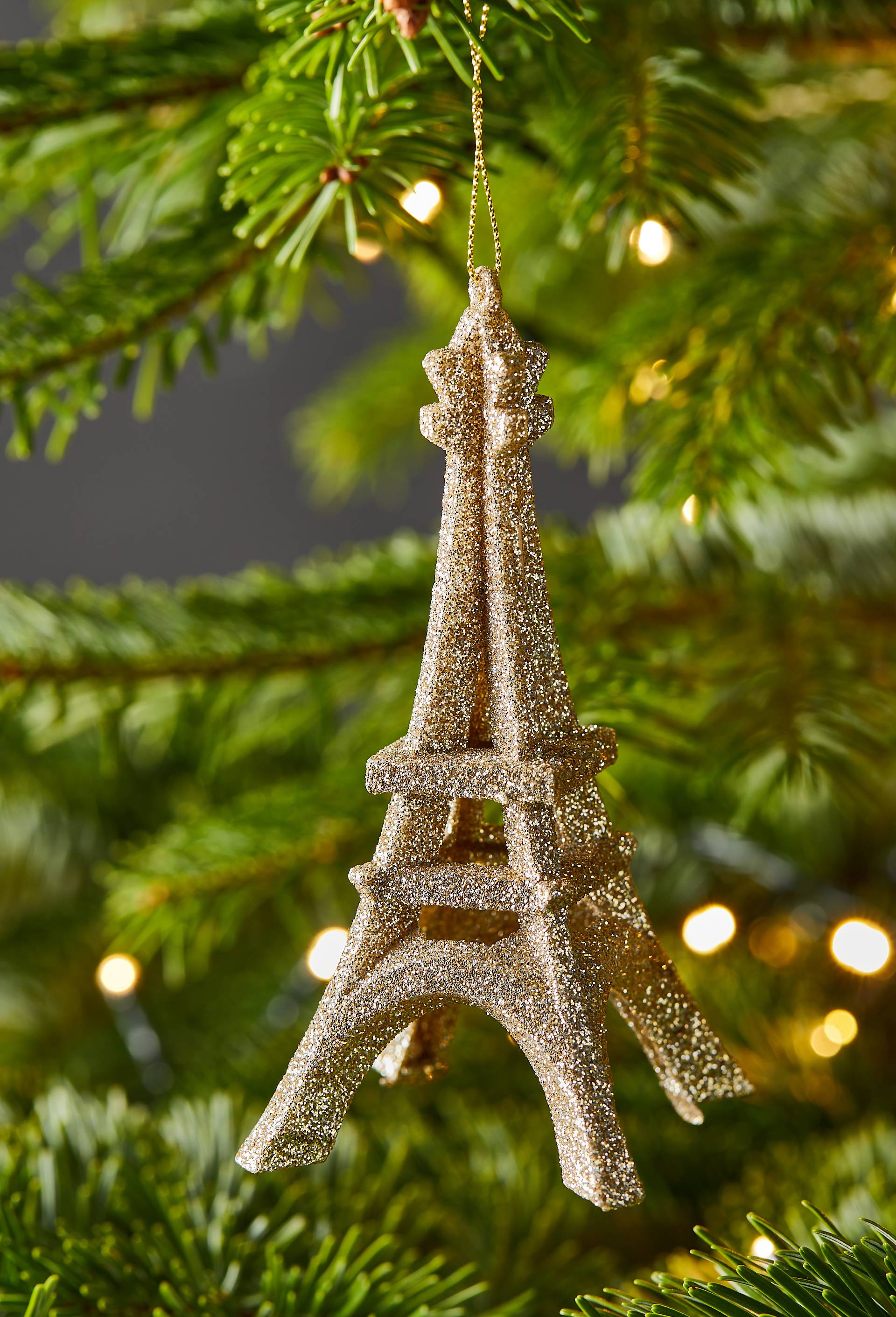 Ornement Tour Eiffel, 14cm, en plastique, Or, large image number 0
