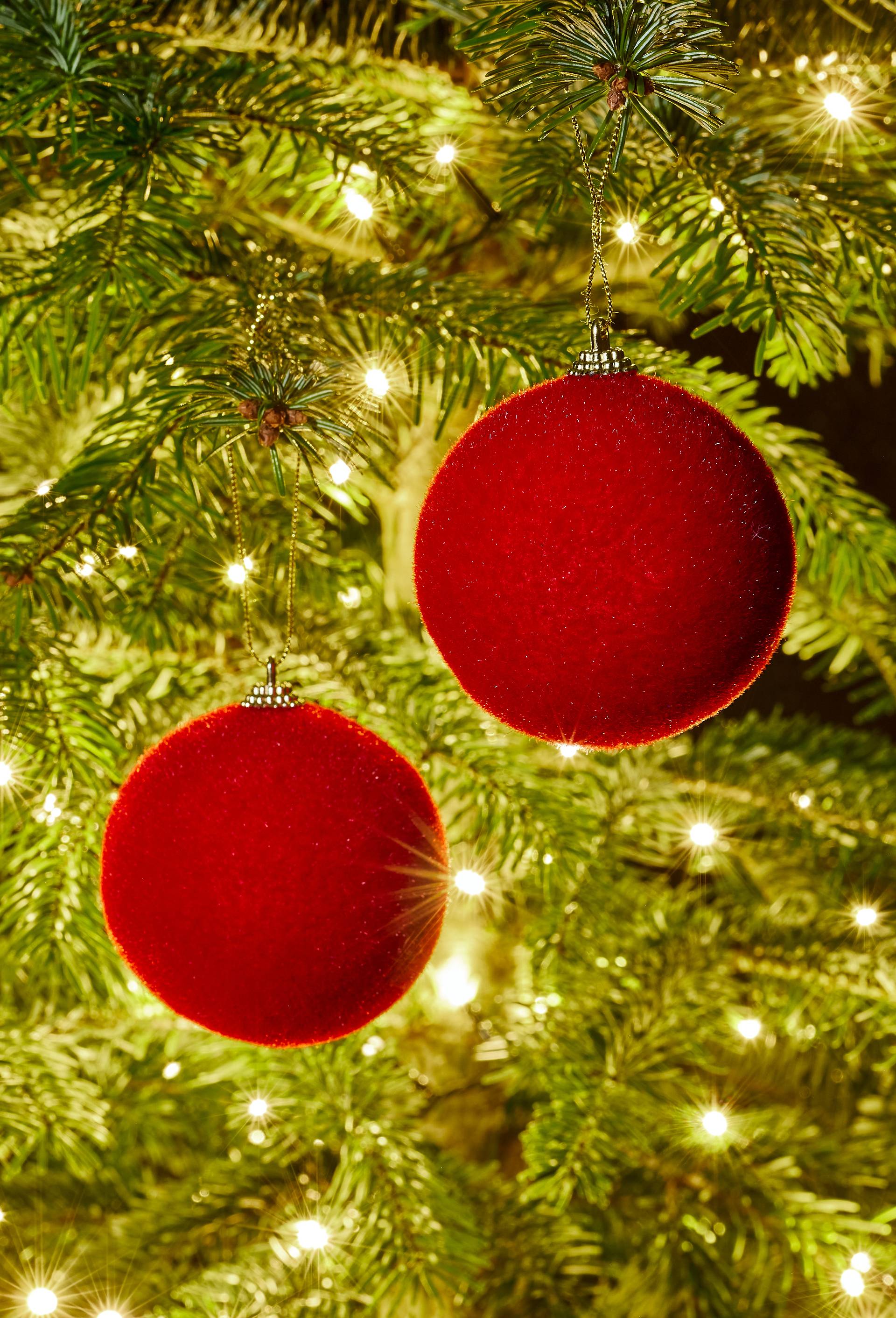 Lot de 2 boules velours brillant, 8cm, Rouge, large image number 0.0