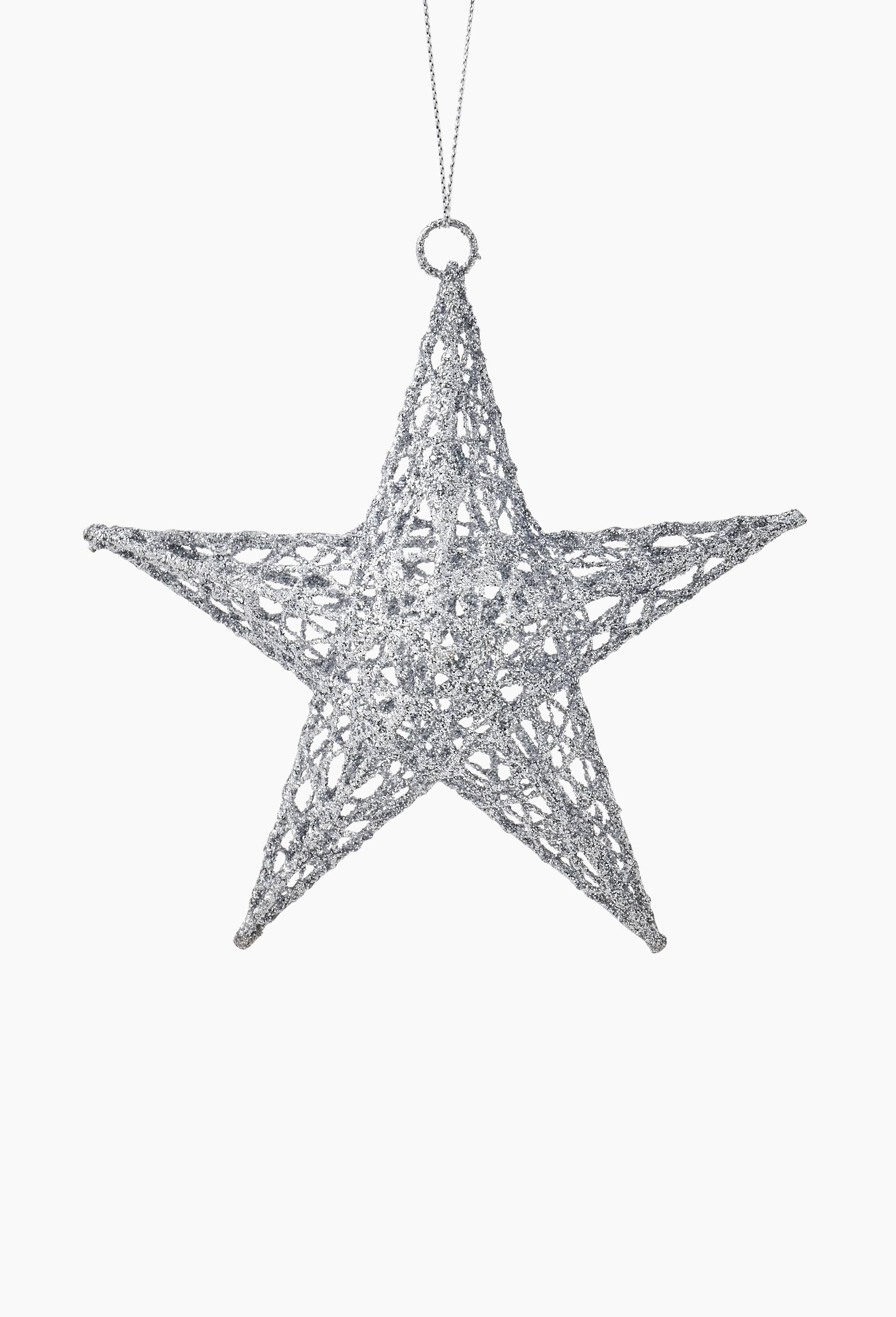 Ornement &eacute;toile, 10cm, en m&eacute;tal, Argent, large image number 1