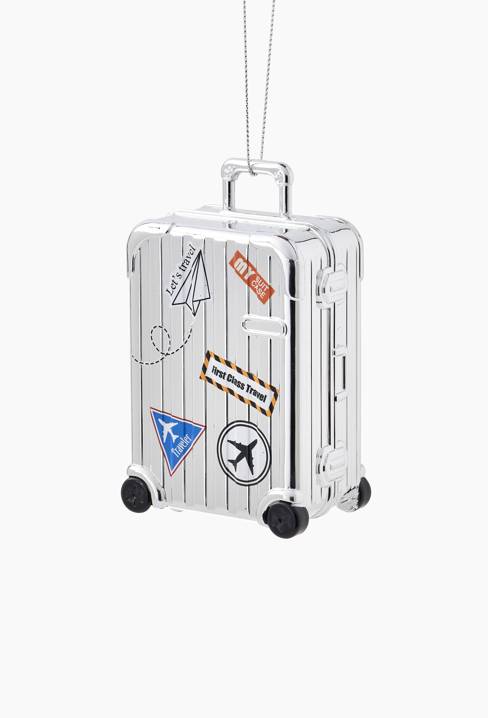 Ornement valise, H11cm, en plastique, Argent, large image number 1.0