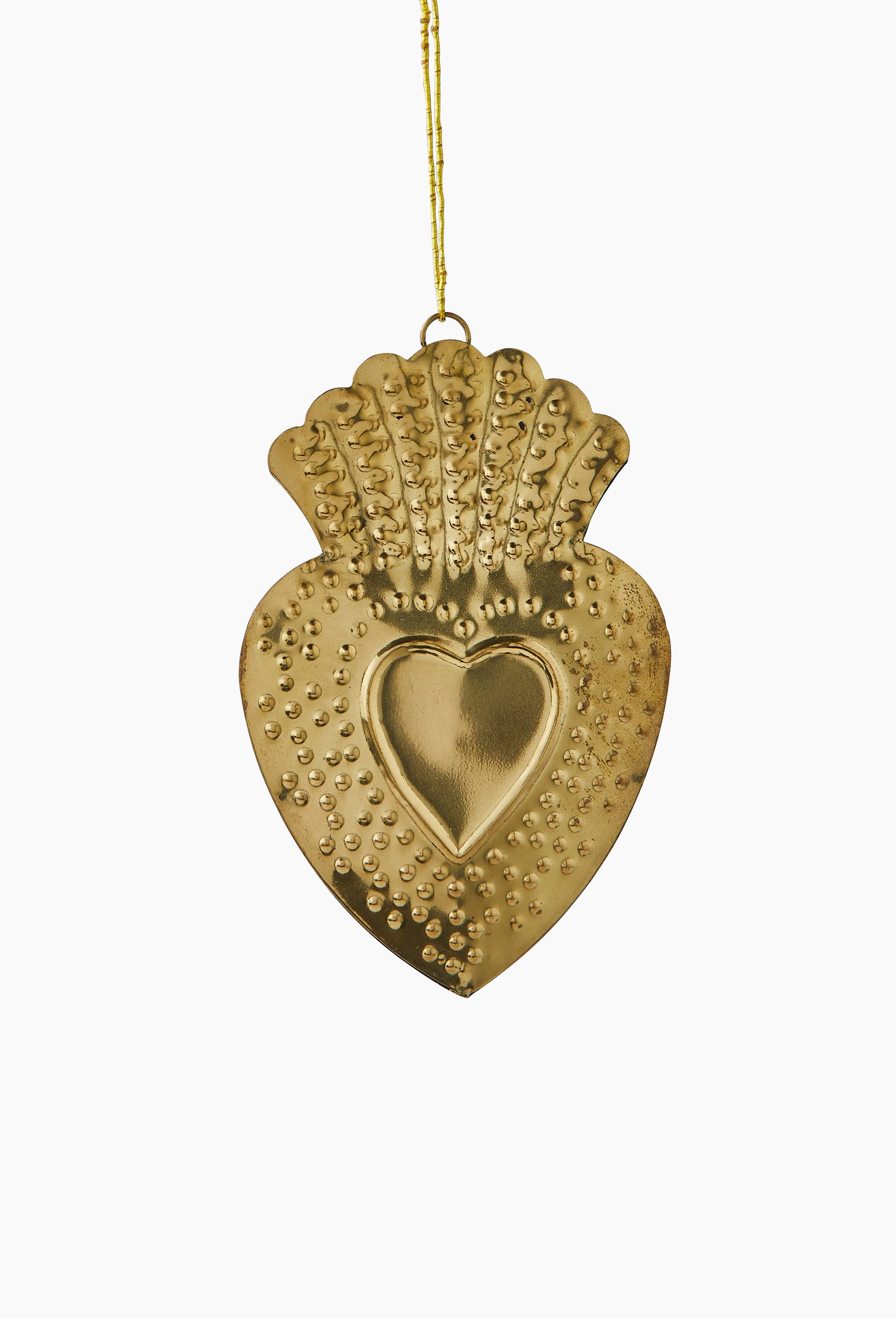 Ornement coeur, 12cm, en acier inoxydable, Or, large image number 1