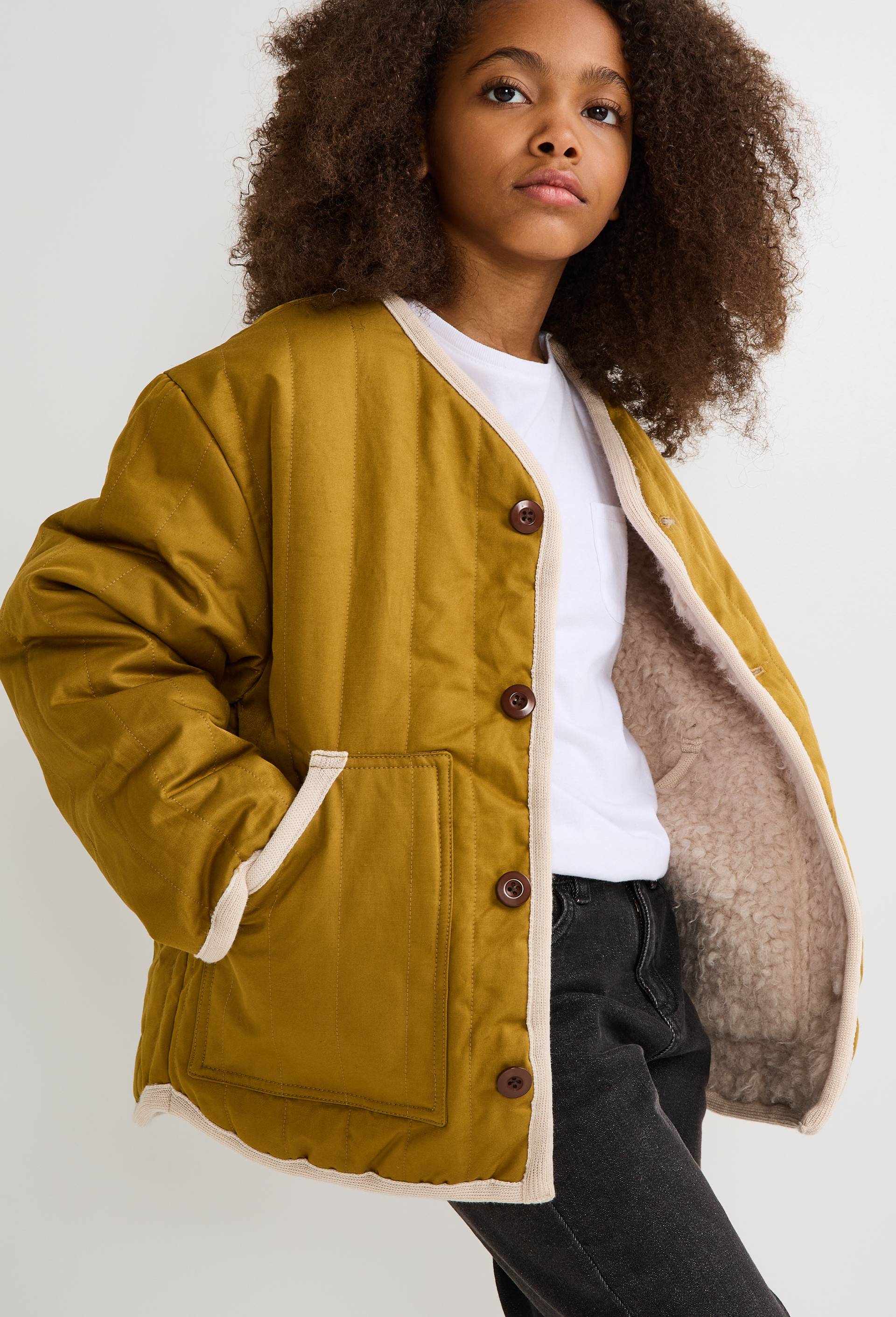 Veste r&eacute;versible doubl&eacute;e effet mouton, Beige clair, large image number 1