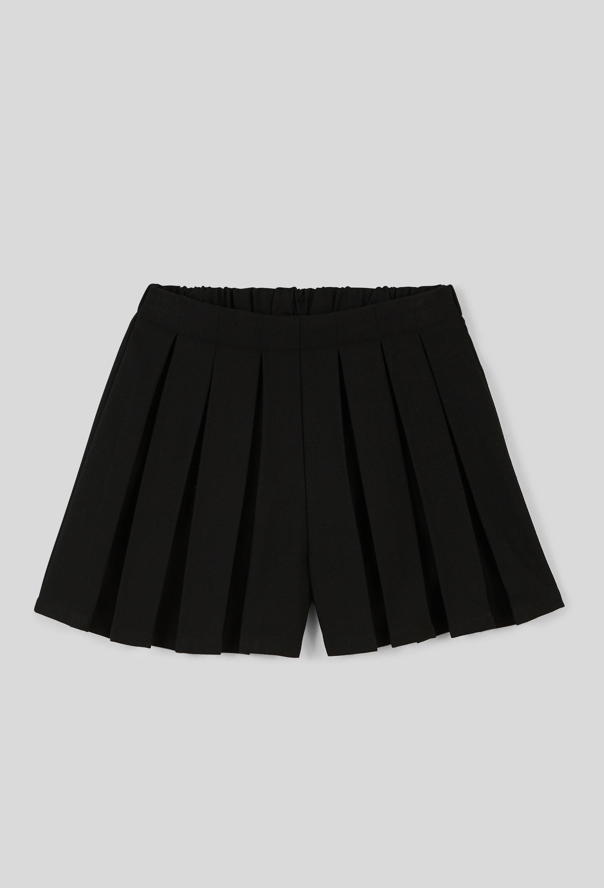 Jupe-short pliss&eacute;e unie, Noir, large image number 0