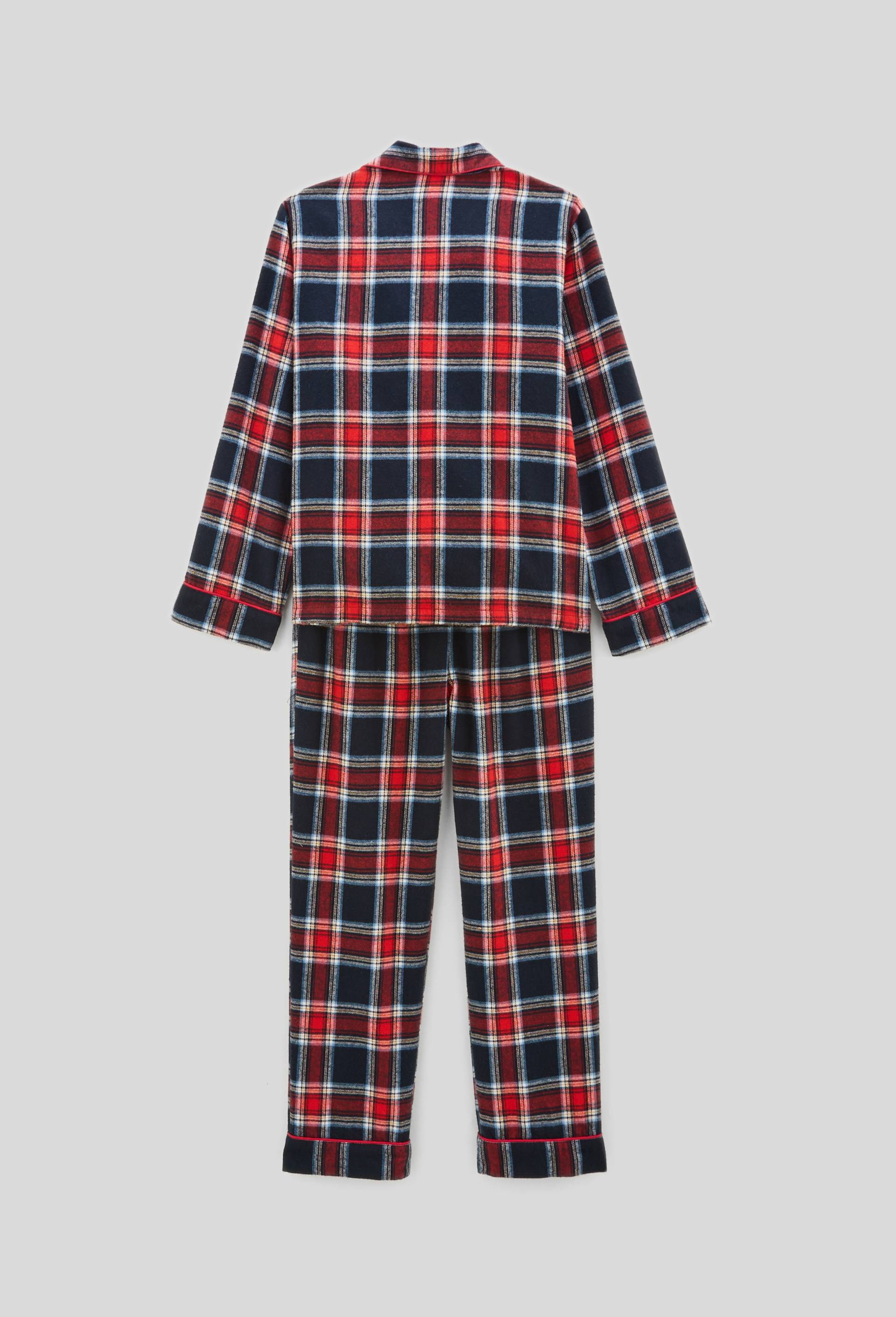 Pyjama chemise manches longues &agrave; carreaux en coton BIO, Rouge, large image number 1.0