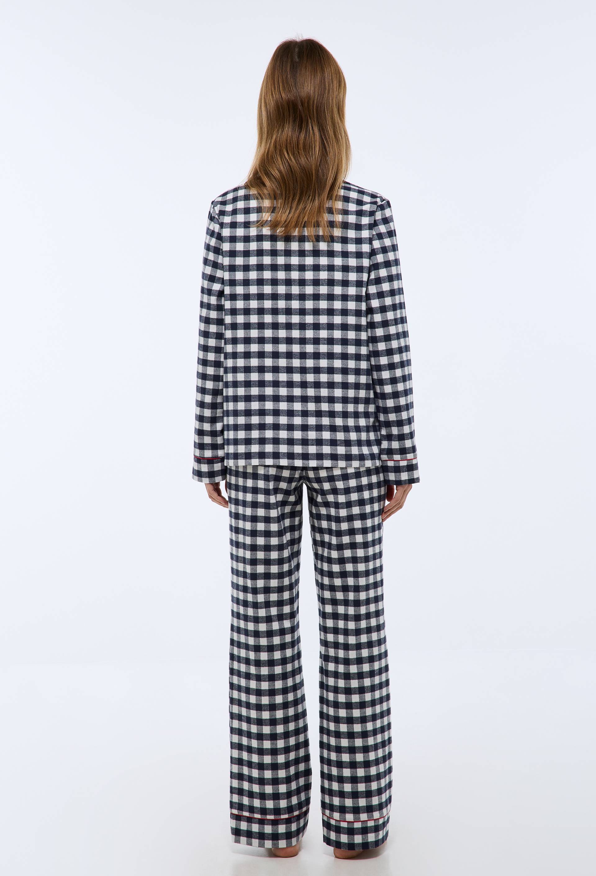 Pyjama en flanelle de coton BIO &agrave; carreaux vichy, Ecru, large image number 1