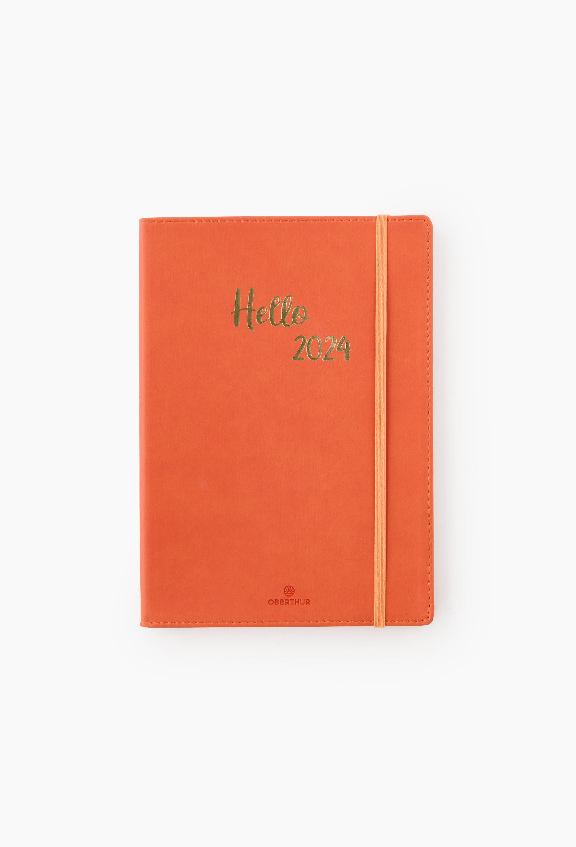 Hello my agenda corail Oberthur 22x16cm, Rouge clair, large image number 0