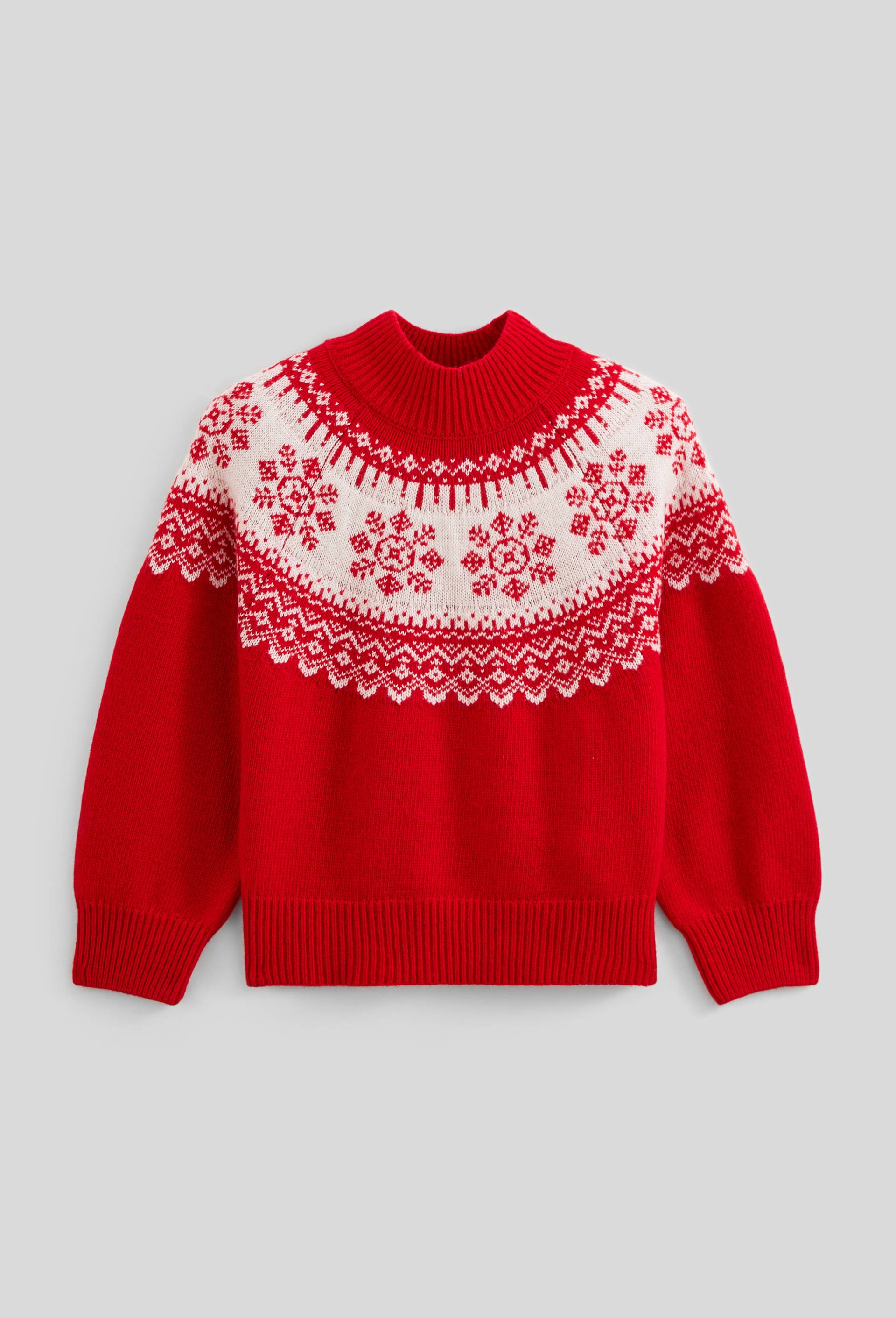 Pull jacquard col montant, Rouge, large image number 1