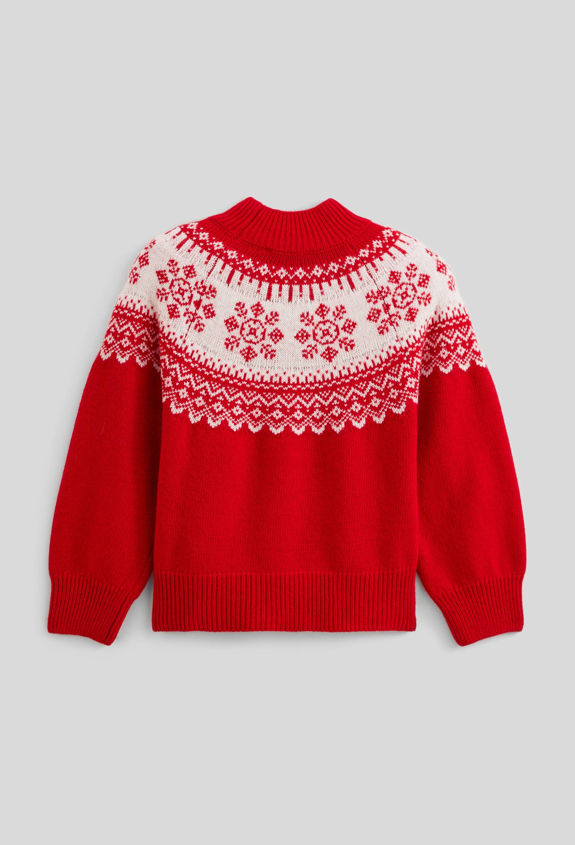 Pull jacquard col montant, Rouge, large image number 2