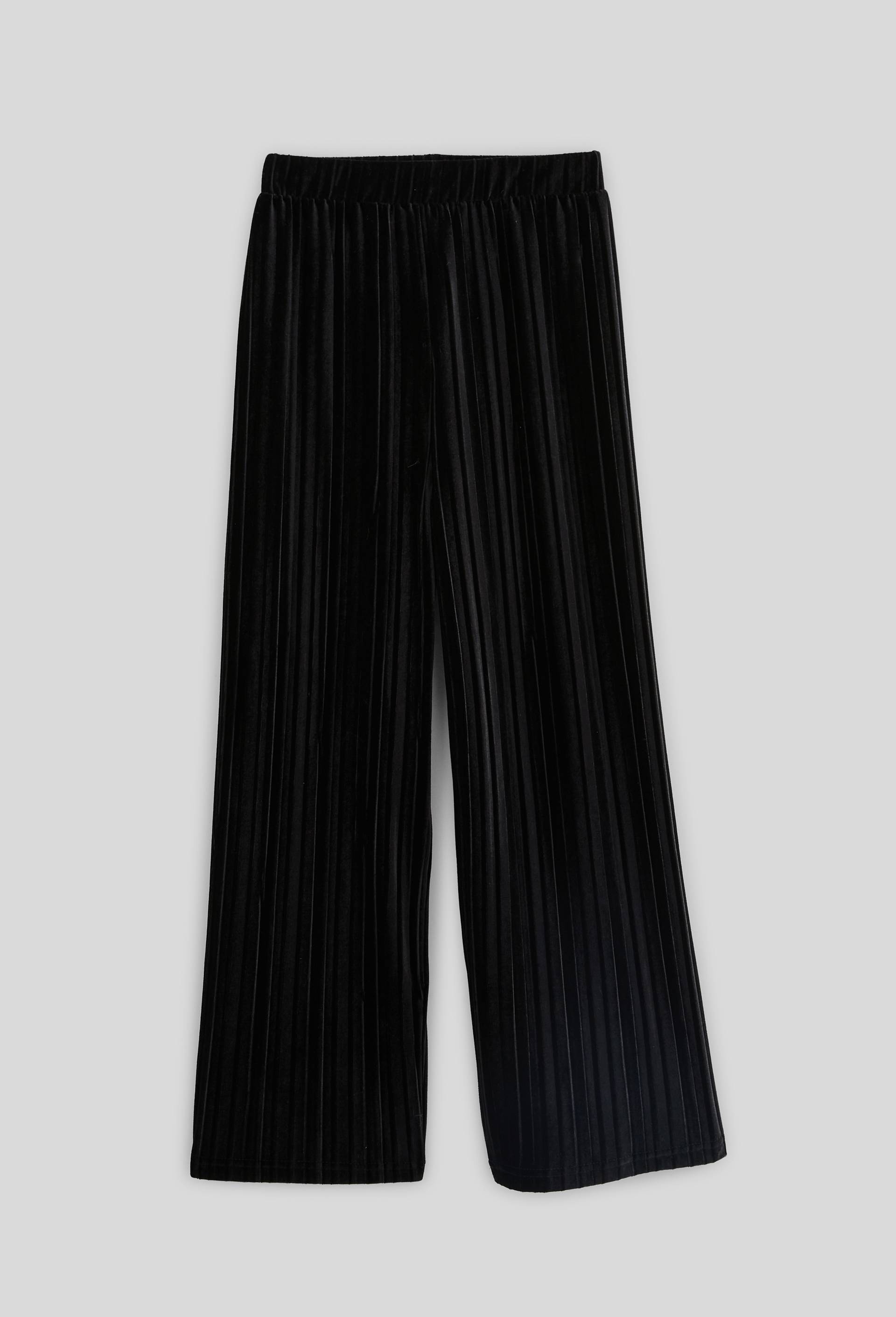 Pantalon pliss&eacute; en velours, Noir, large image number 1