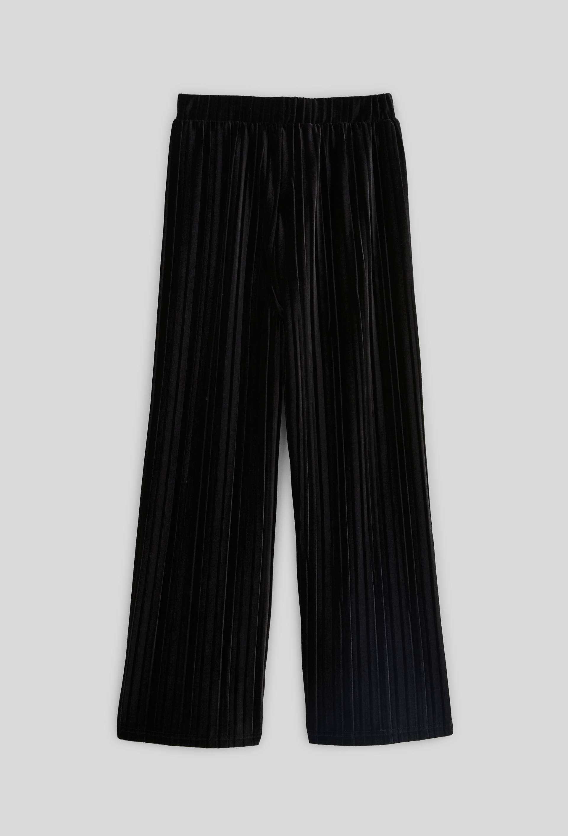 Pantalon pliss&eacute; en velours, Noir, large image number 2.0