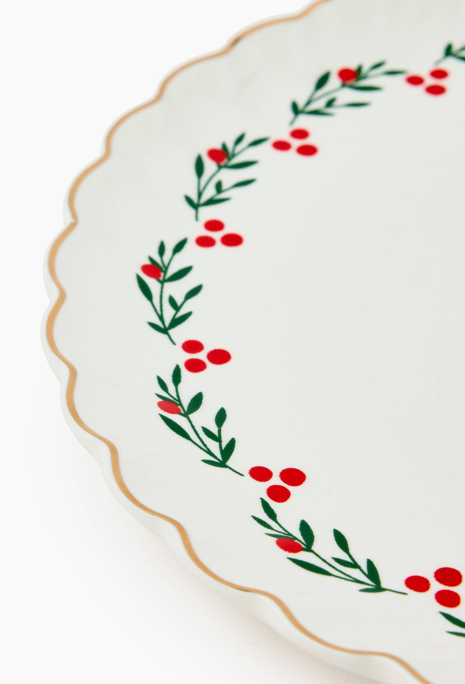 Assiette plate finition twist&eacute;e, 27cm, Blanc, large image number 1