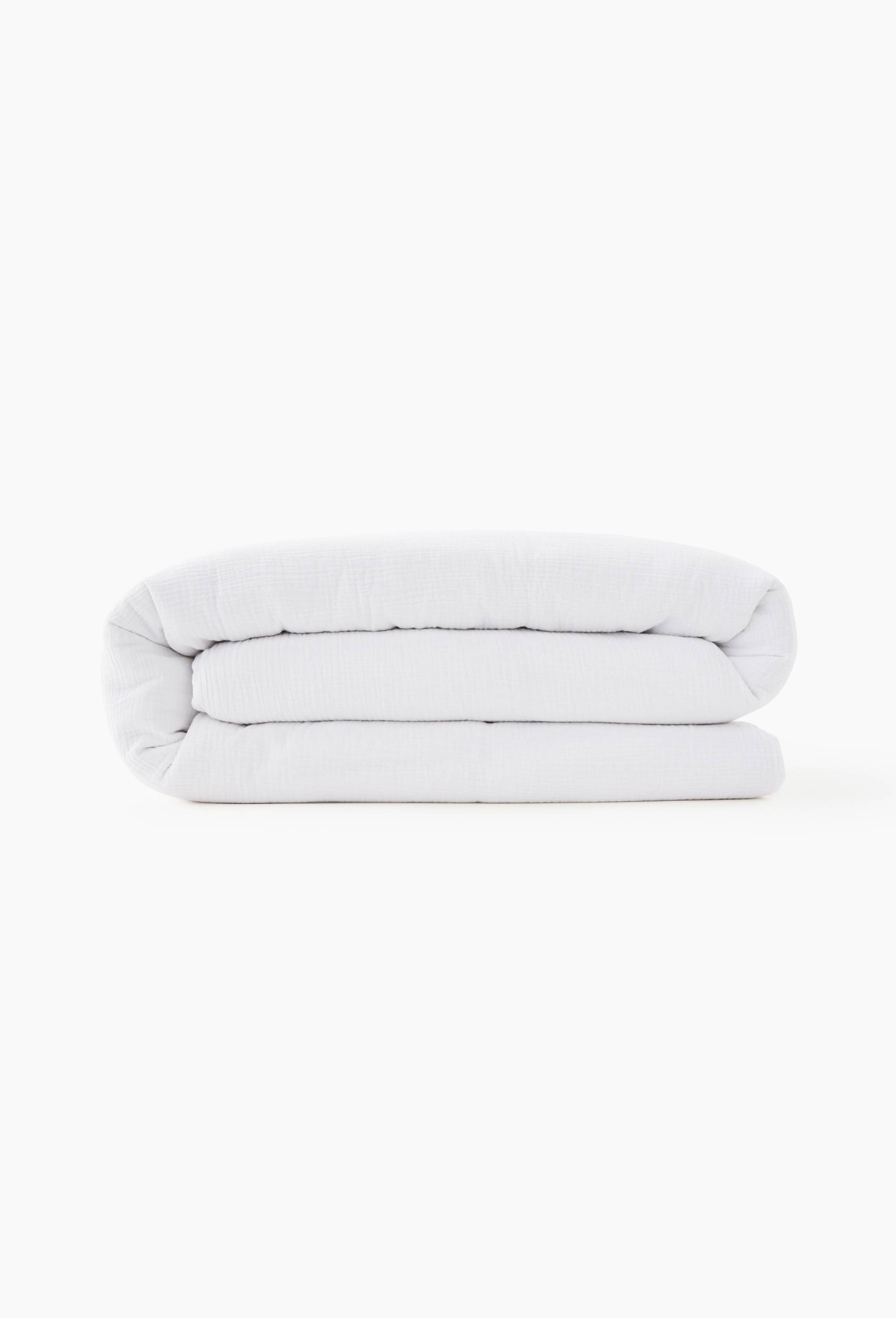 Housse de couette unie, gaze de coton, 100% coton bio GOTS, Blanc, swatch image
