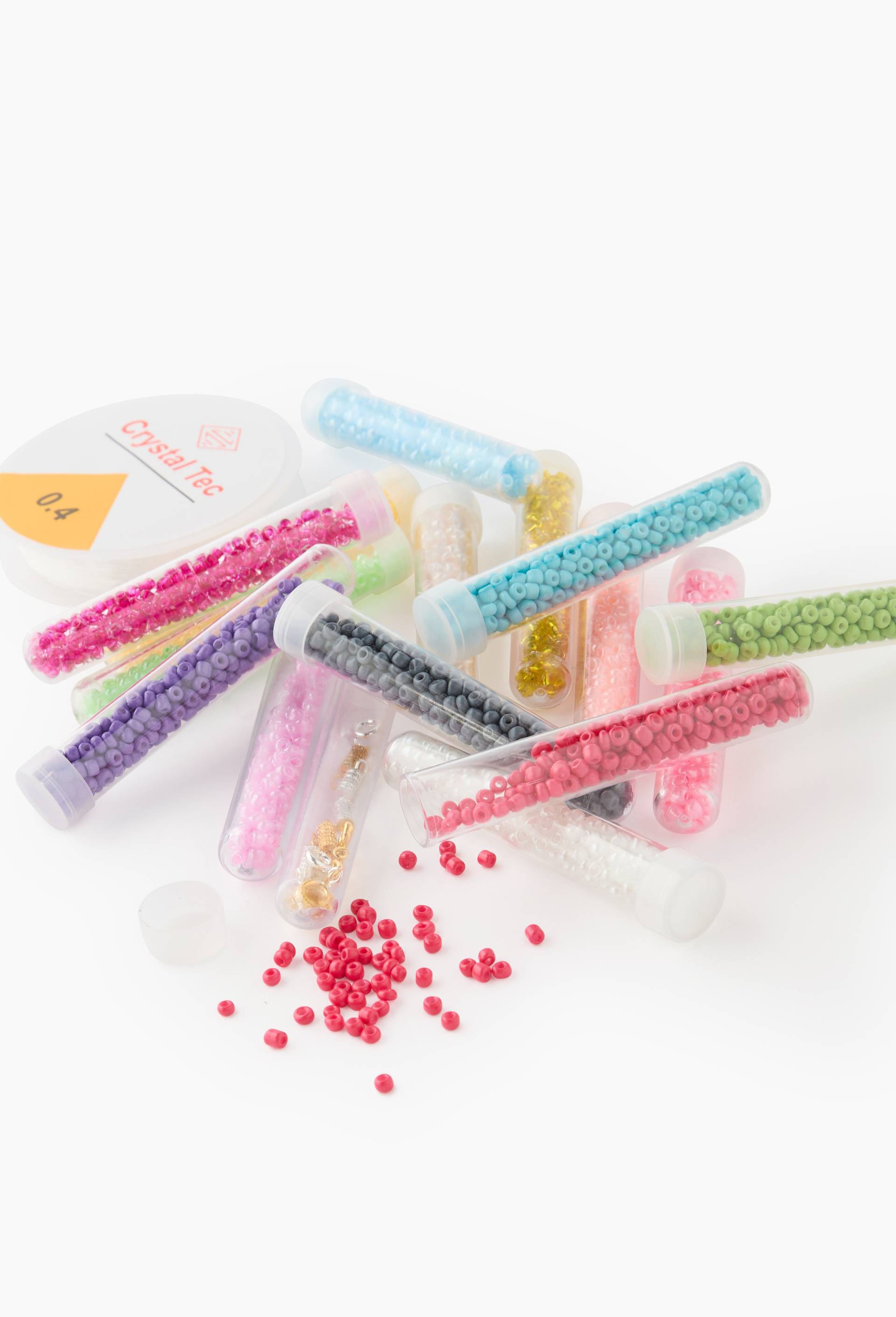 15 tubes perles rocailles avec fil nylon, Multicolore, large image number 1