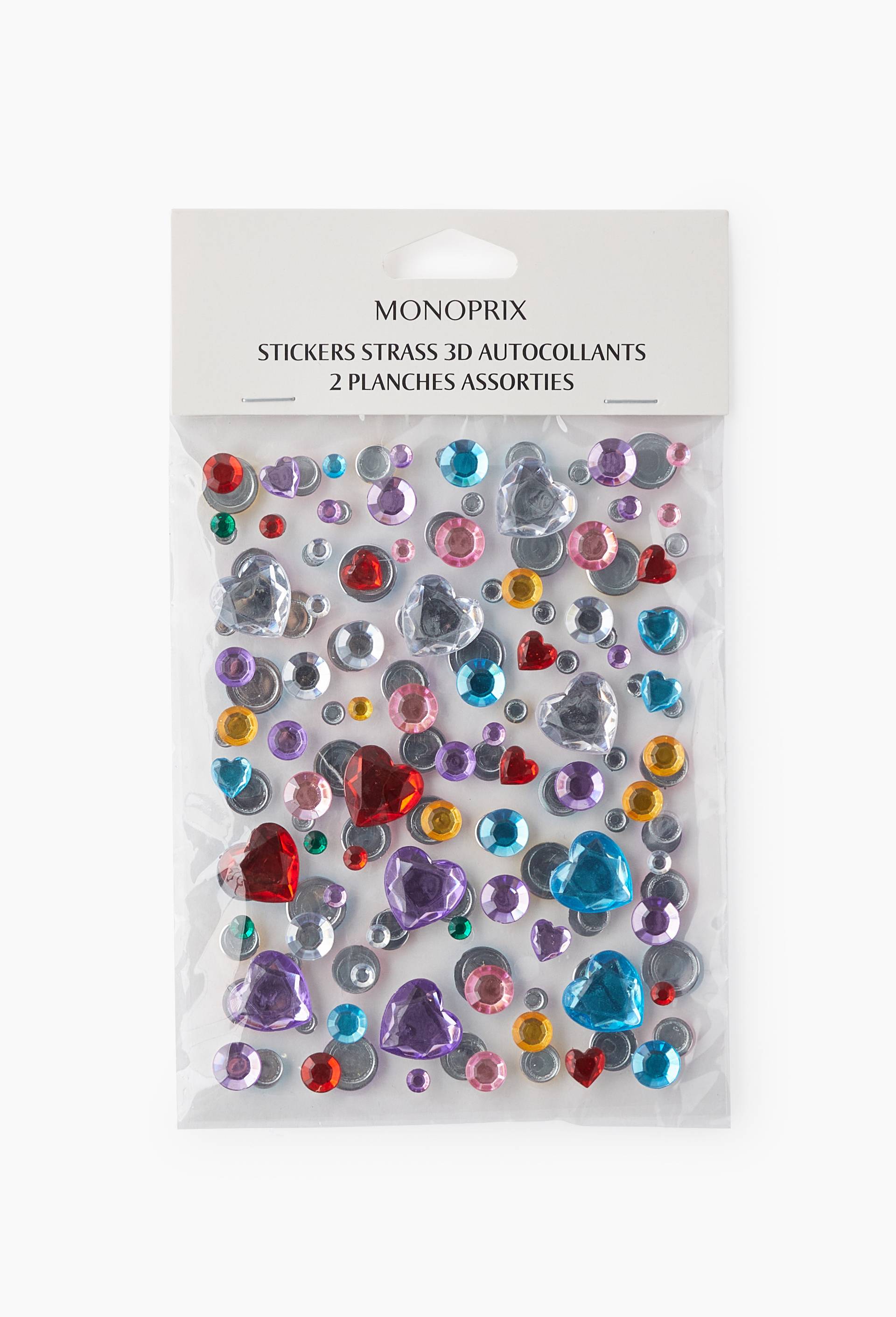 Stickers strass 3D autocollants- 2 planches assorties, Multicolore, large image number 0.0