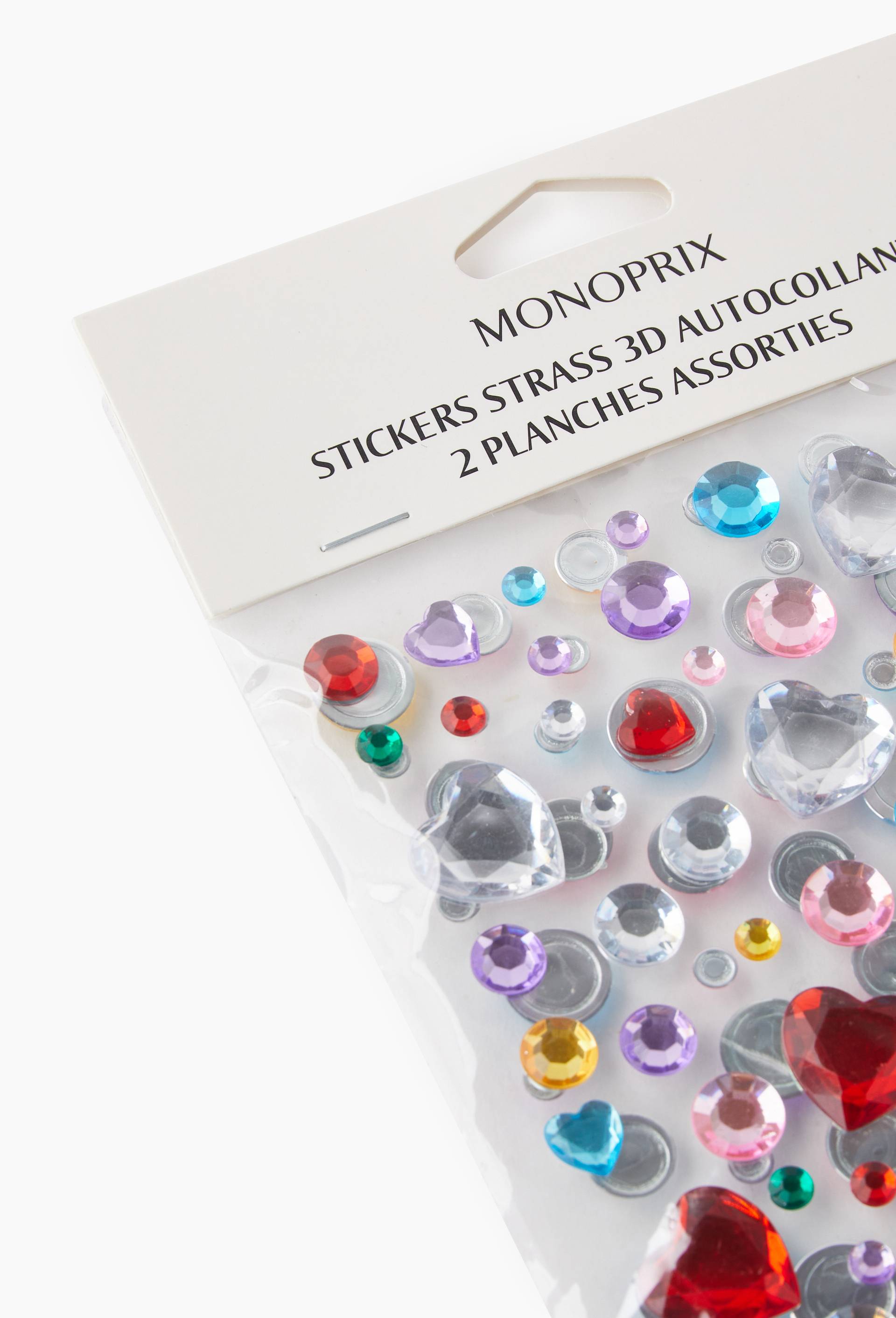 Stickers strass 3D autocollants- 2 planches assorties, Multicolore, large image number 1