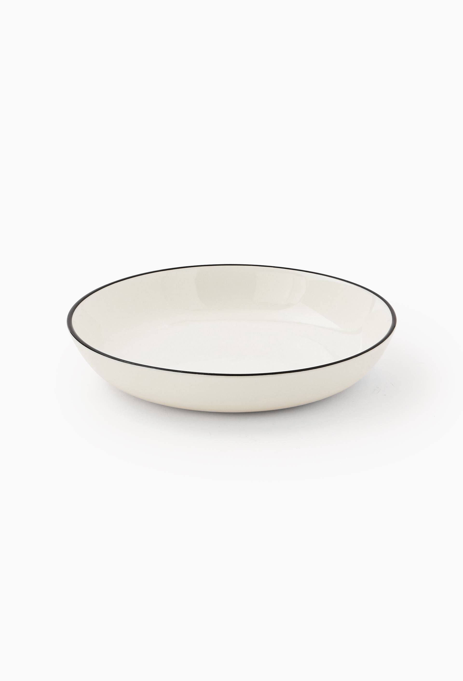 Assiette creuse finition liser&eacute;, 20cm, Blanc, large image number 0