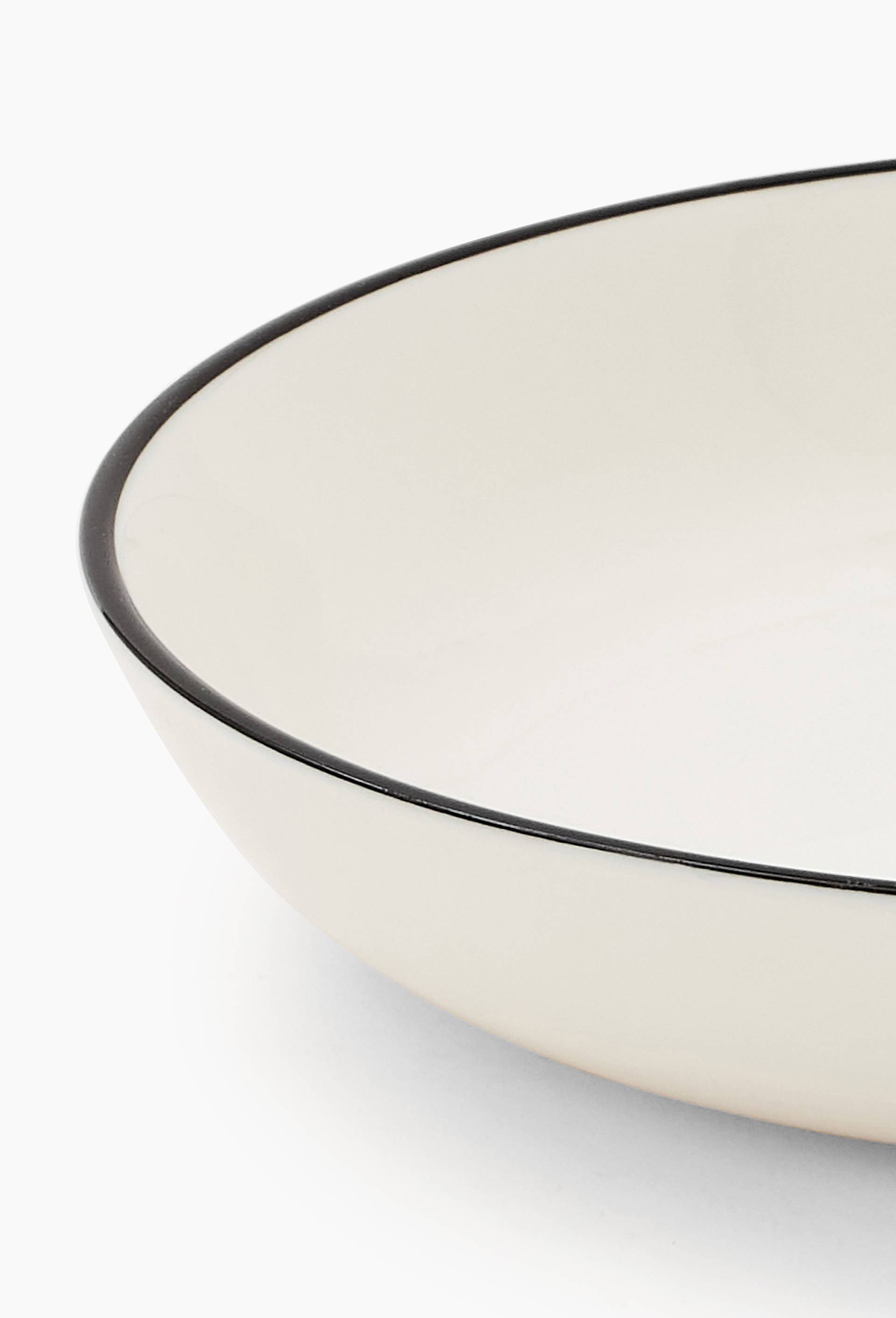 Assiette creuse finition liser&eacute;, 20cm, Blanc, large image number 1