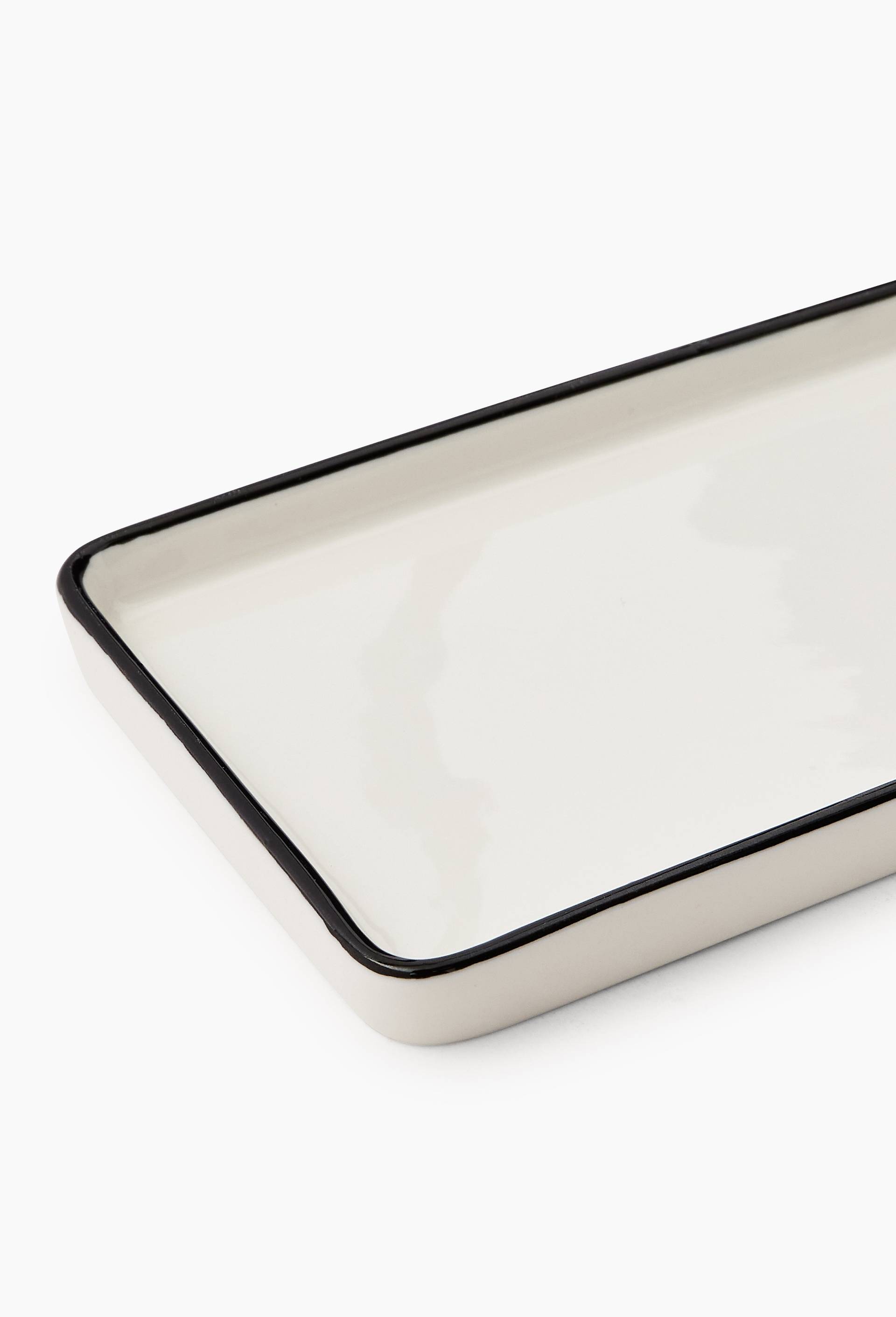 Plat rectangulaire finition liser&eacute;, 25cm, Blanc, large image number 1