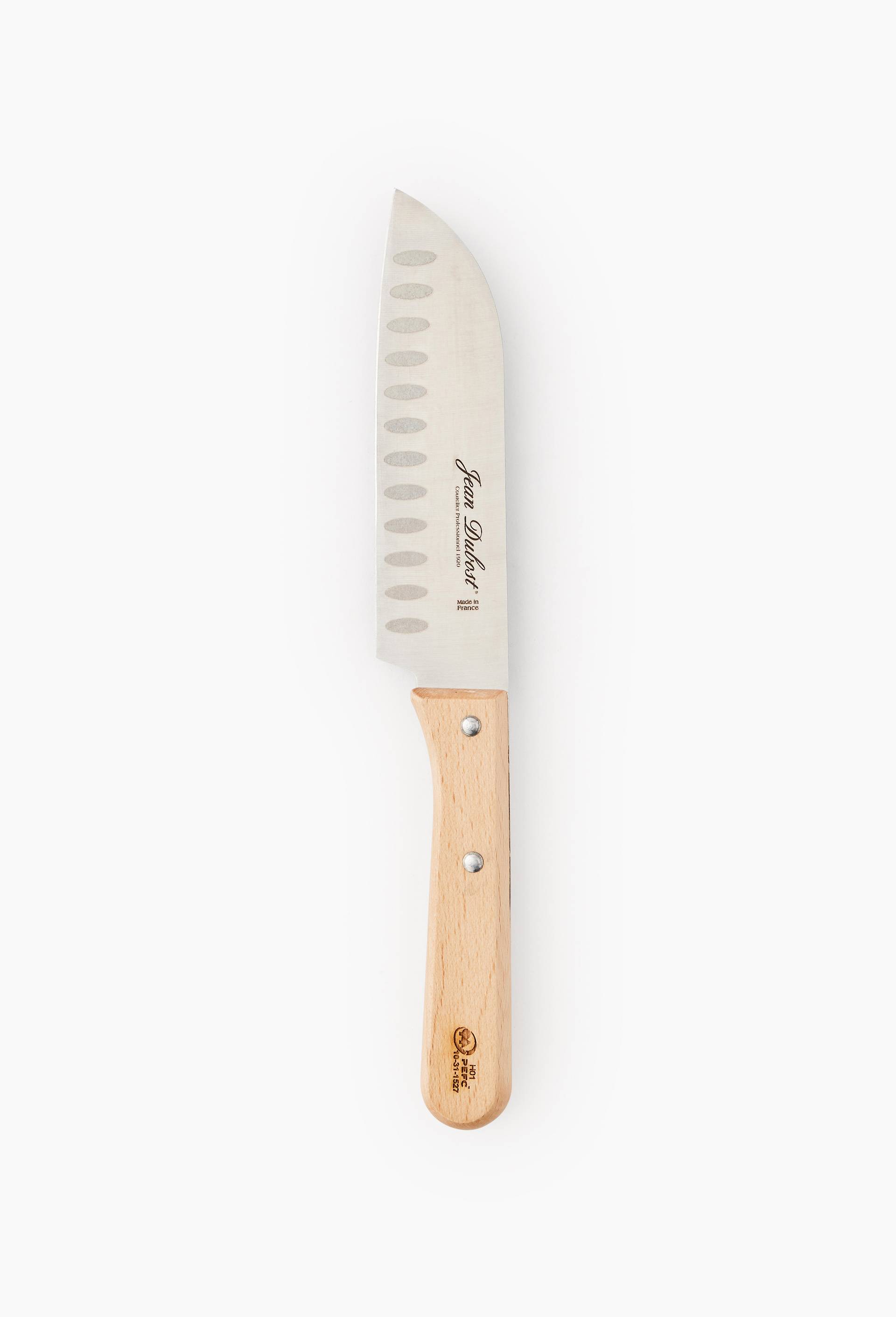 Couteau santoku, lame 15cm, manche en bois de h&ecirc;tre, Beige clair, large image number 0.0