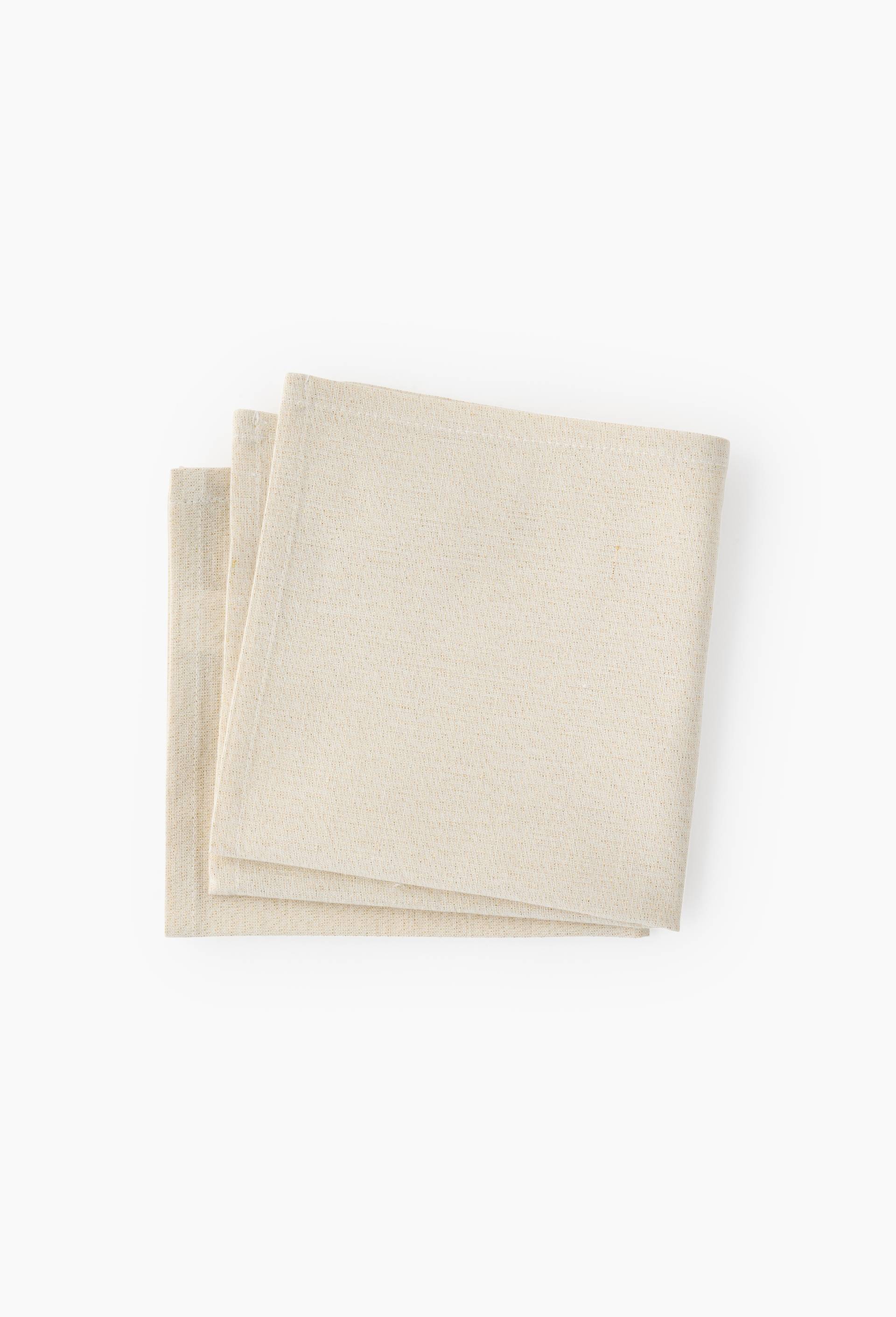 Lot de 2 serviettes  lurex or et finition fantaisie, 40x40cm, en coton, Blanc, large image number 0