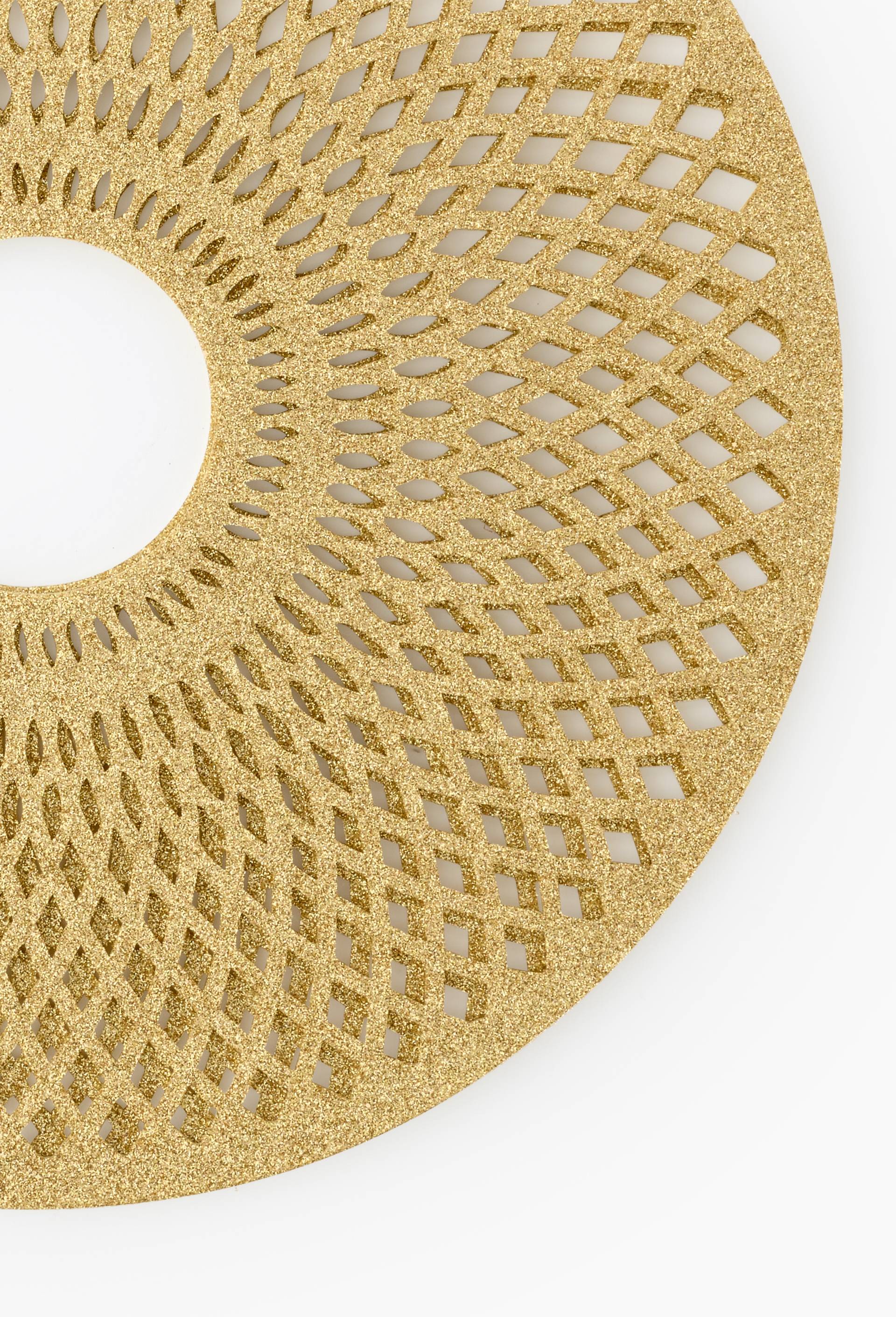 Lot de 2 sets de table en feutrine or et paillettes, diam&egrave;tre de 38cm, Jaune, large image number 1