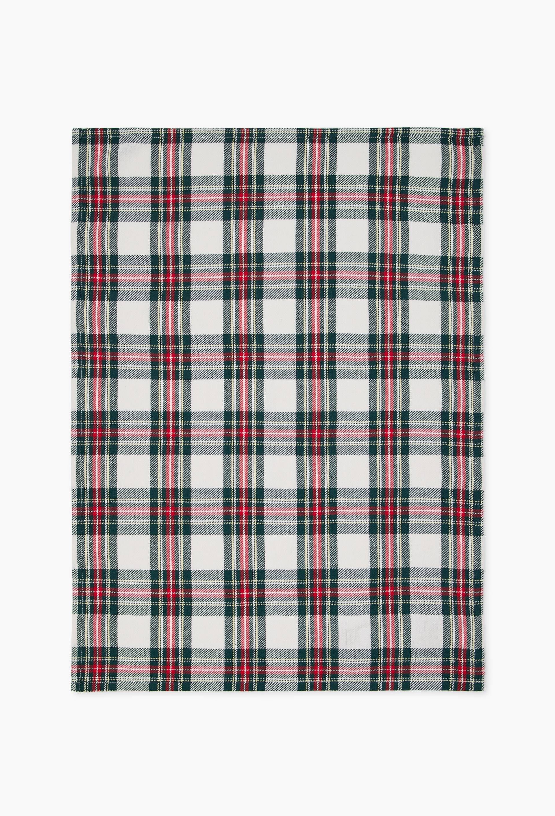 Torchon tartan tiss&eacute; teint, 50x70cm, 100% coton, Ecru, large image number 0