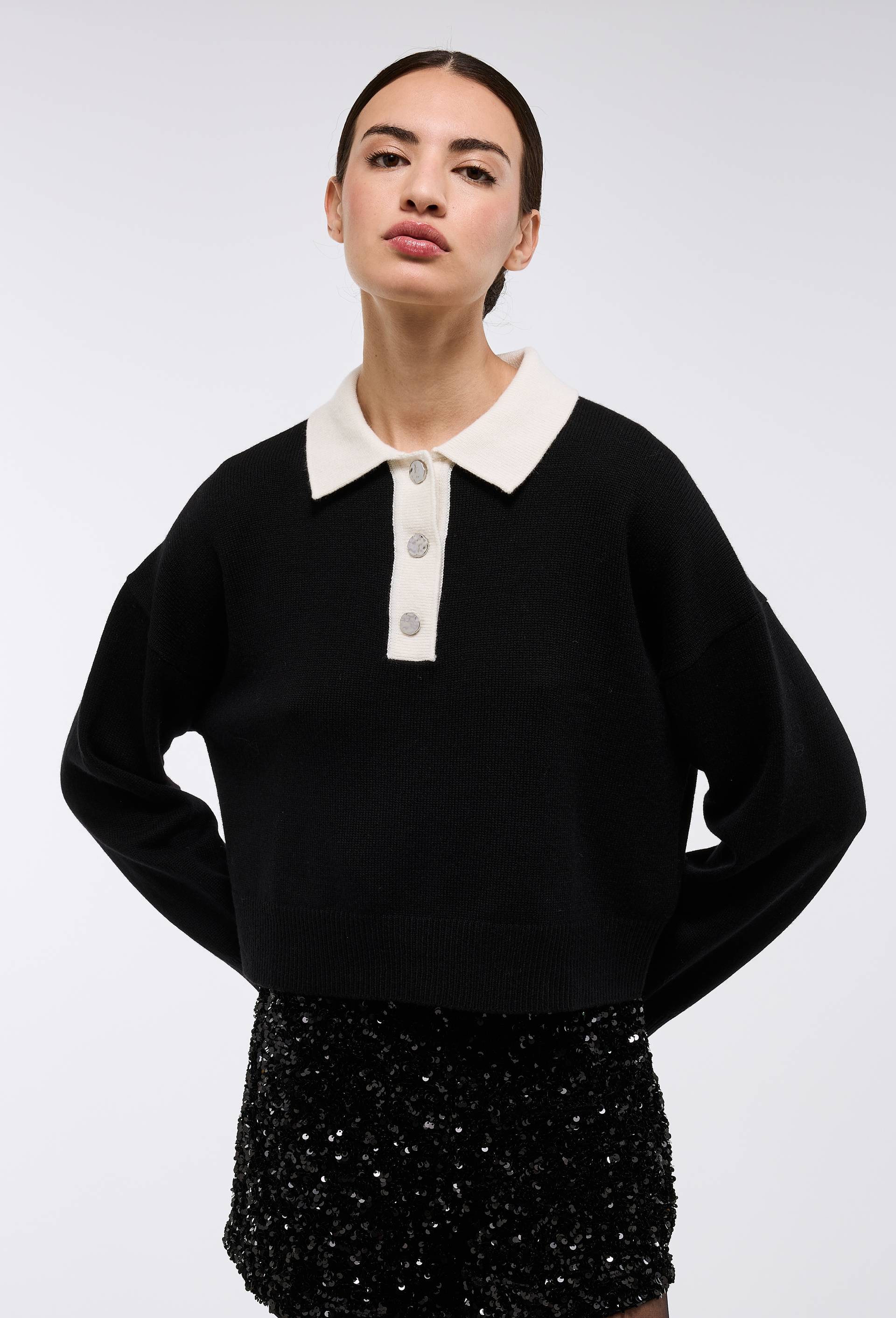 Pull col polo en laine et cachemire - MONOPRIX - Modalova