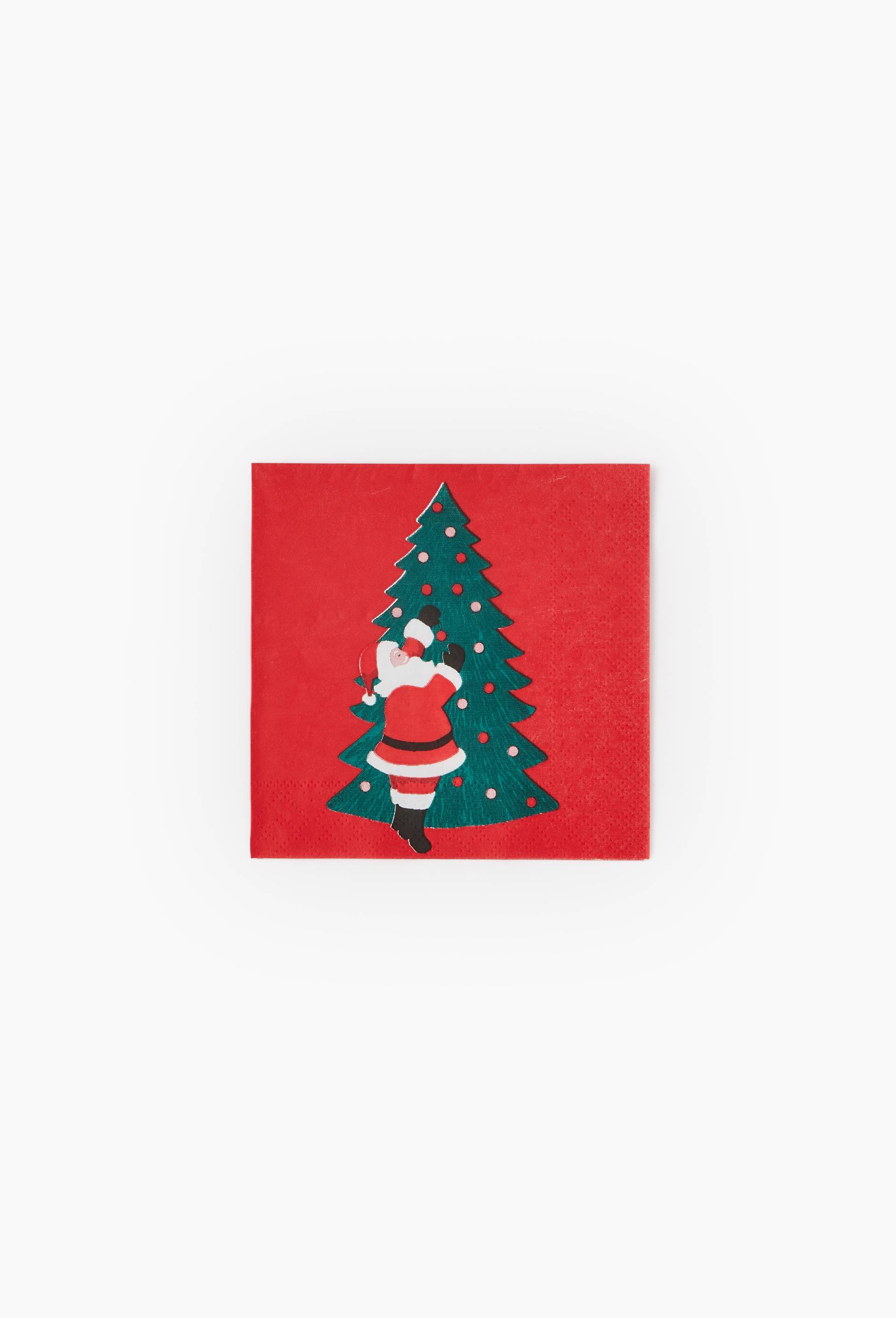 20 serviettes 25x25cm imprim&eacute; P&egrave;re No&euml;l et sapin, , large image number 0.0