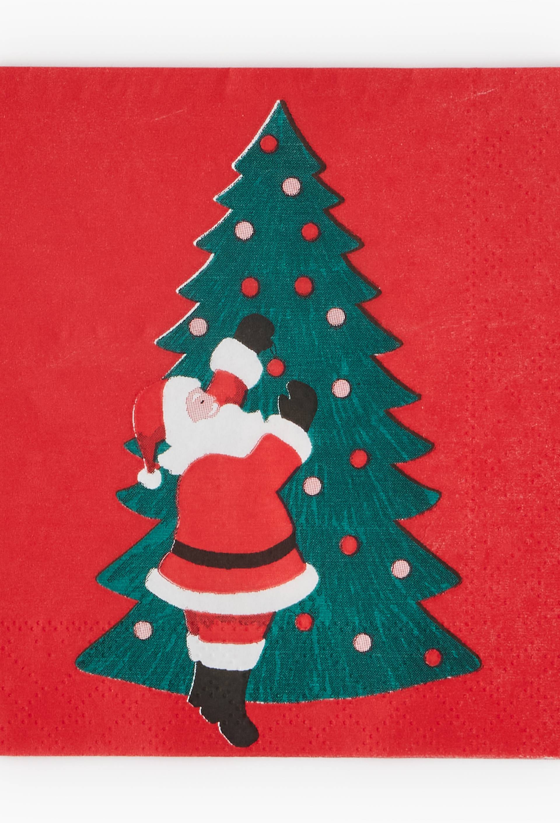 20 serviettes 25x25cm imprim&eacute; P&egrave;re No&euml;l et sapin, , large image number 1