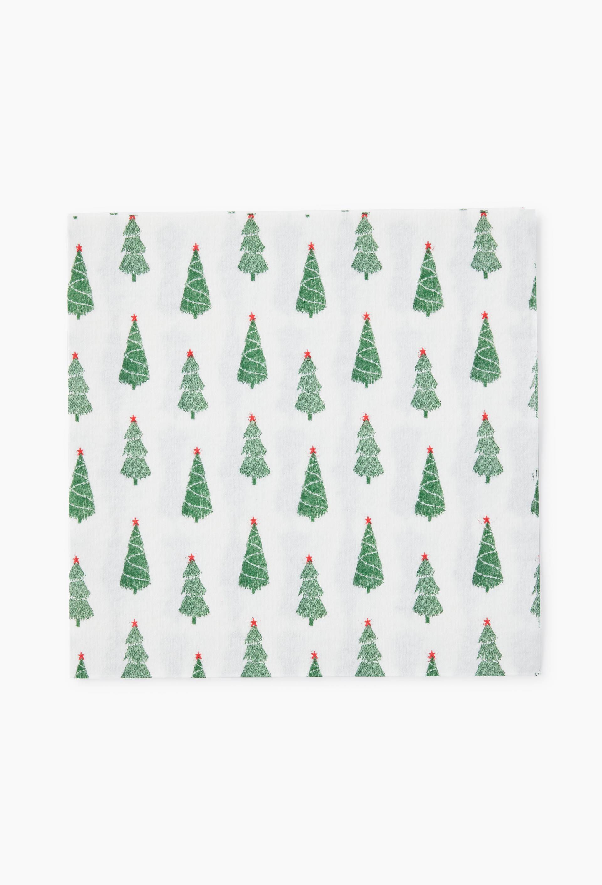 20 Serviettes 40x40cm imprimé sapin de Noël, , large image number 0