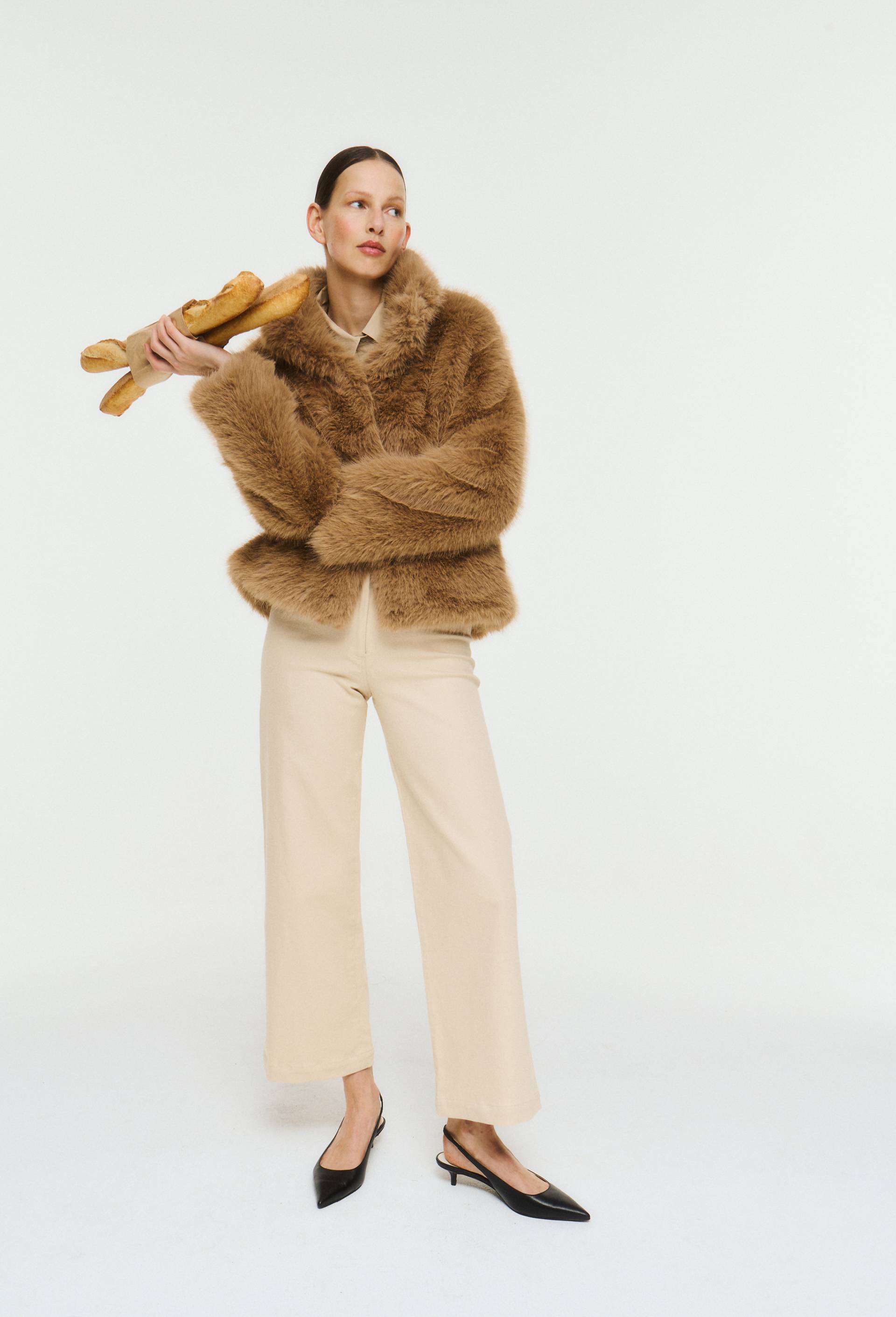 Manteau en fausse fourrure, Beige clair, large image number 0.0