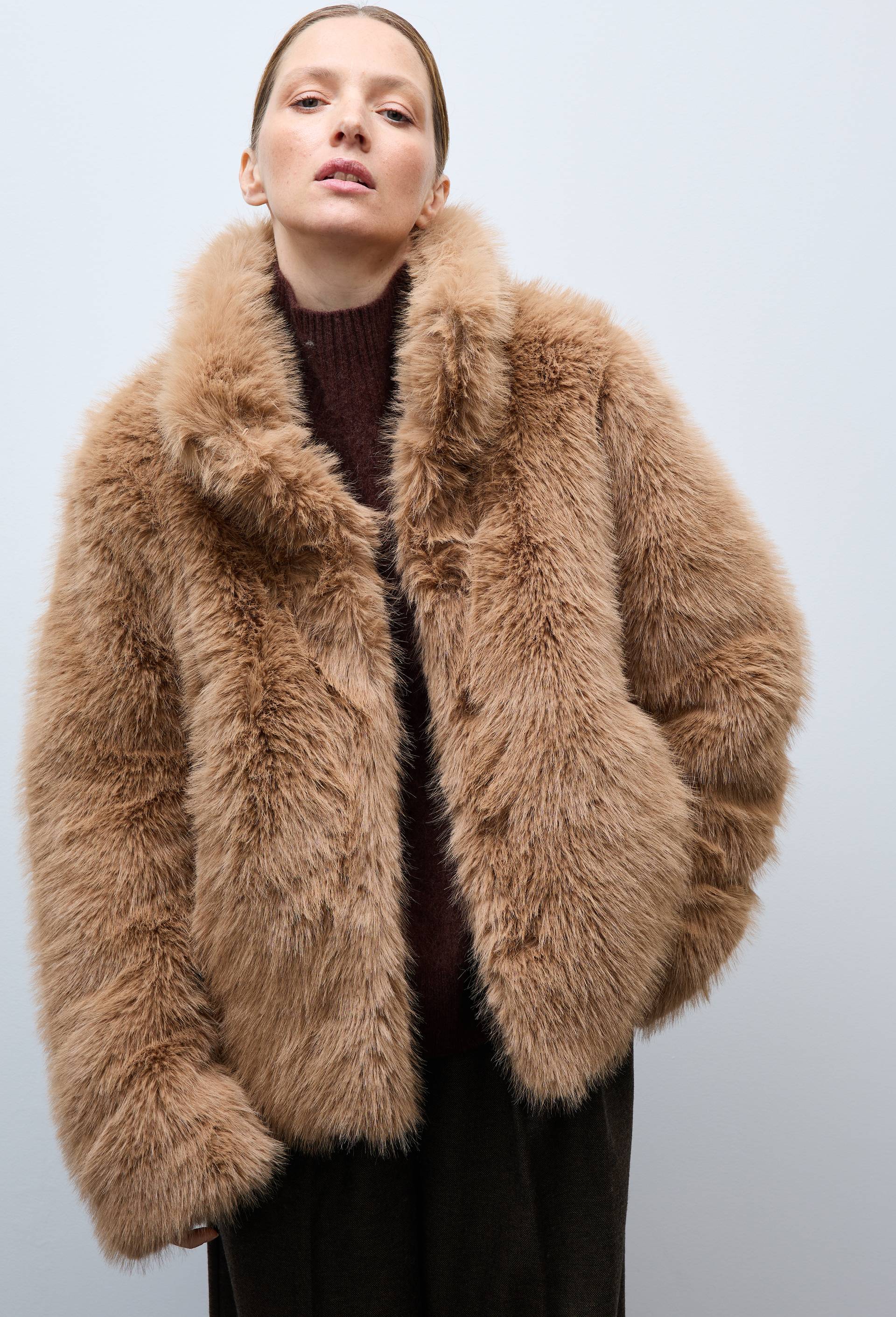 Manteau en fausse fourrure, Beige clair, large image number 0