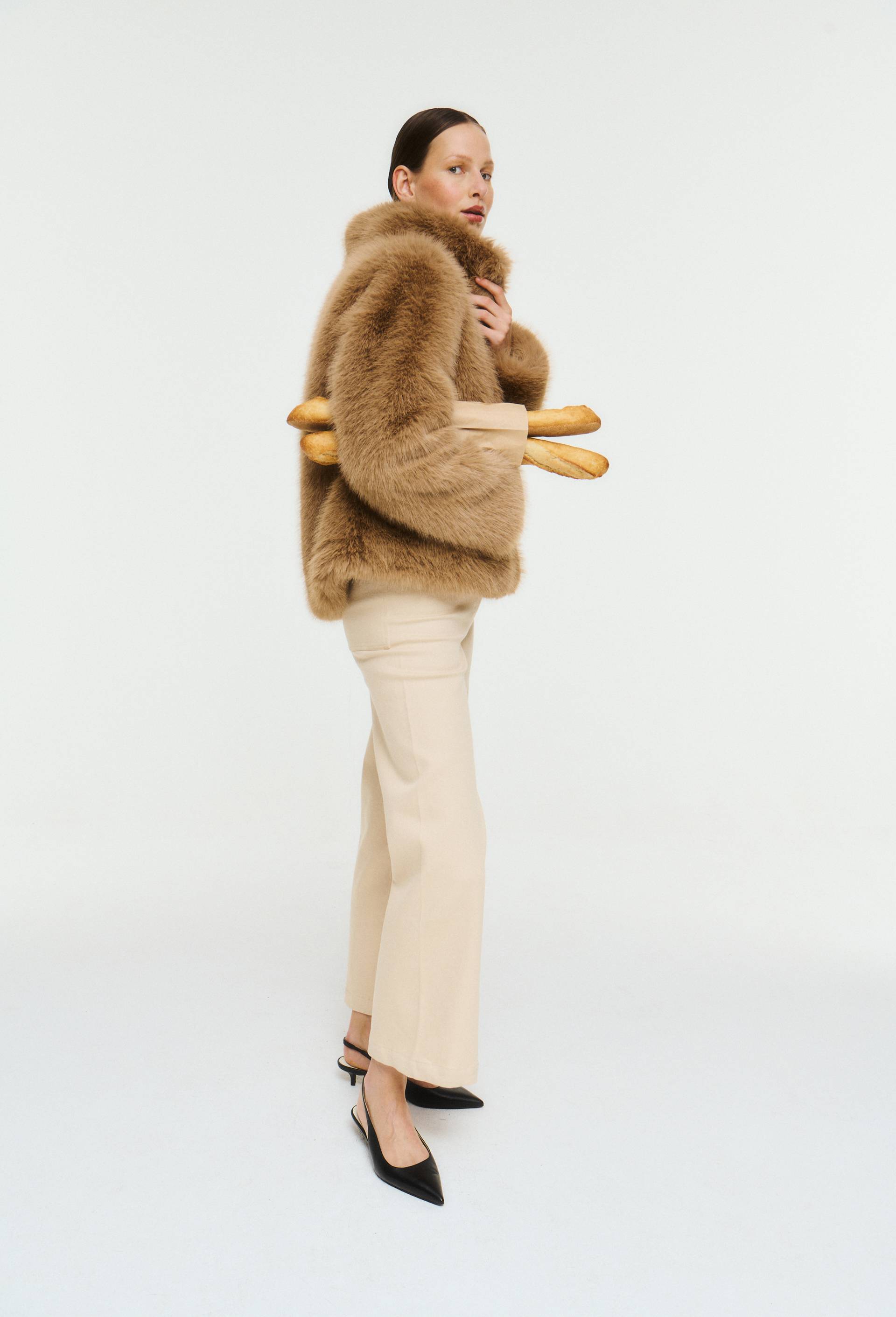 Manteau en fausse fourrure, Beige clair, large image number 1