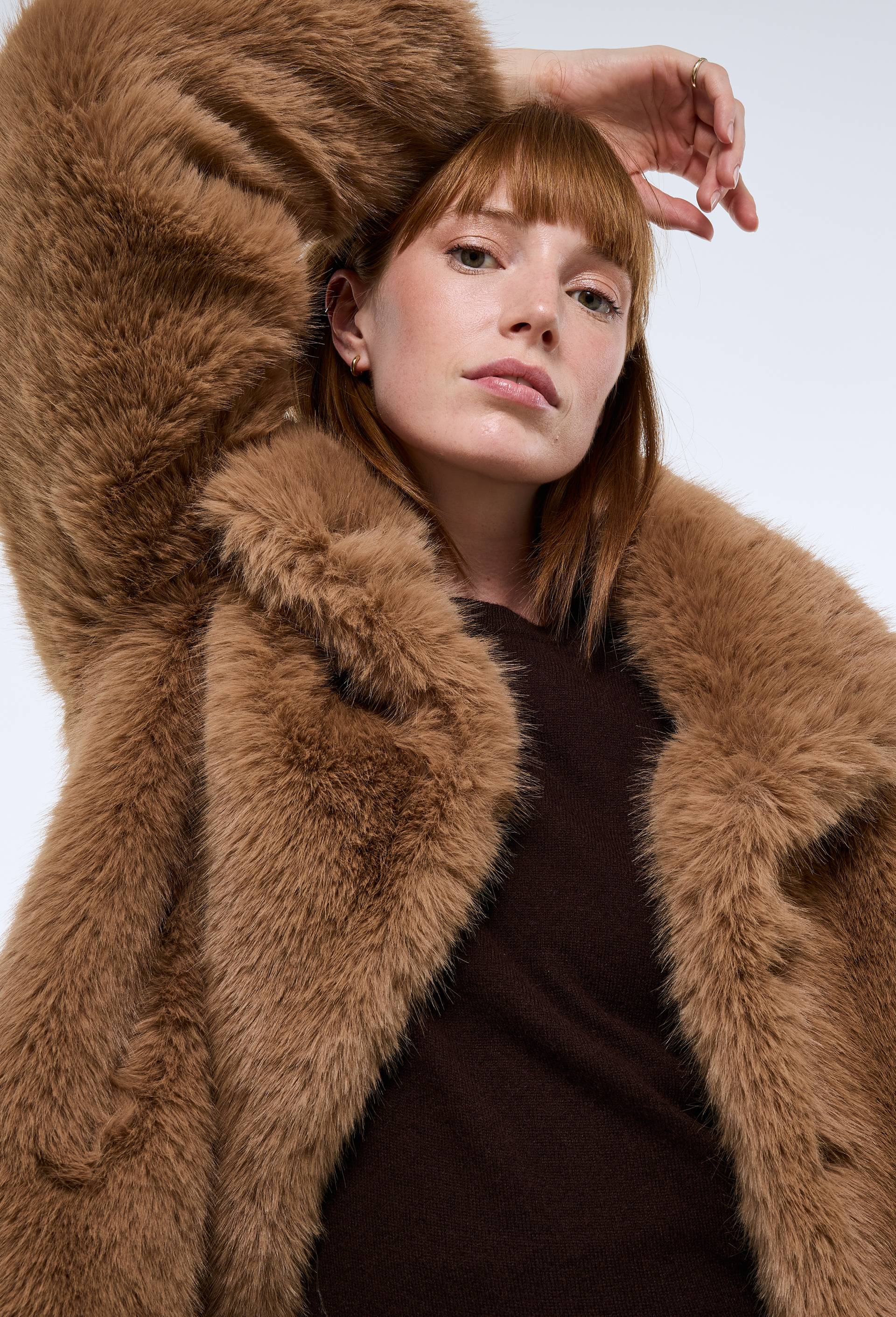 Manteau en fausse fourrure BEIGE CLAIR pour femme MONOPRIX