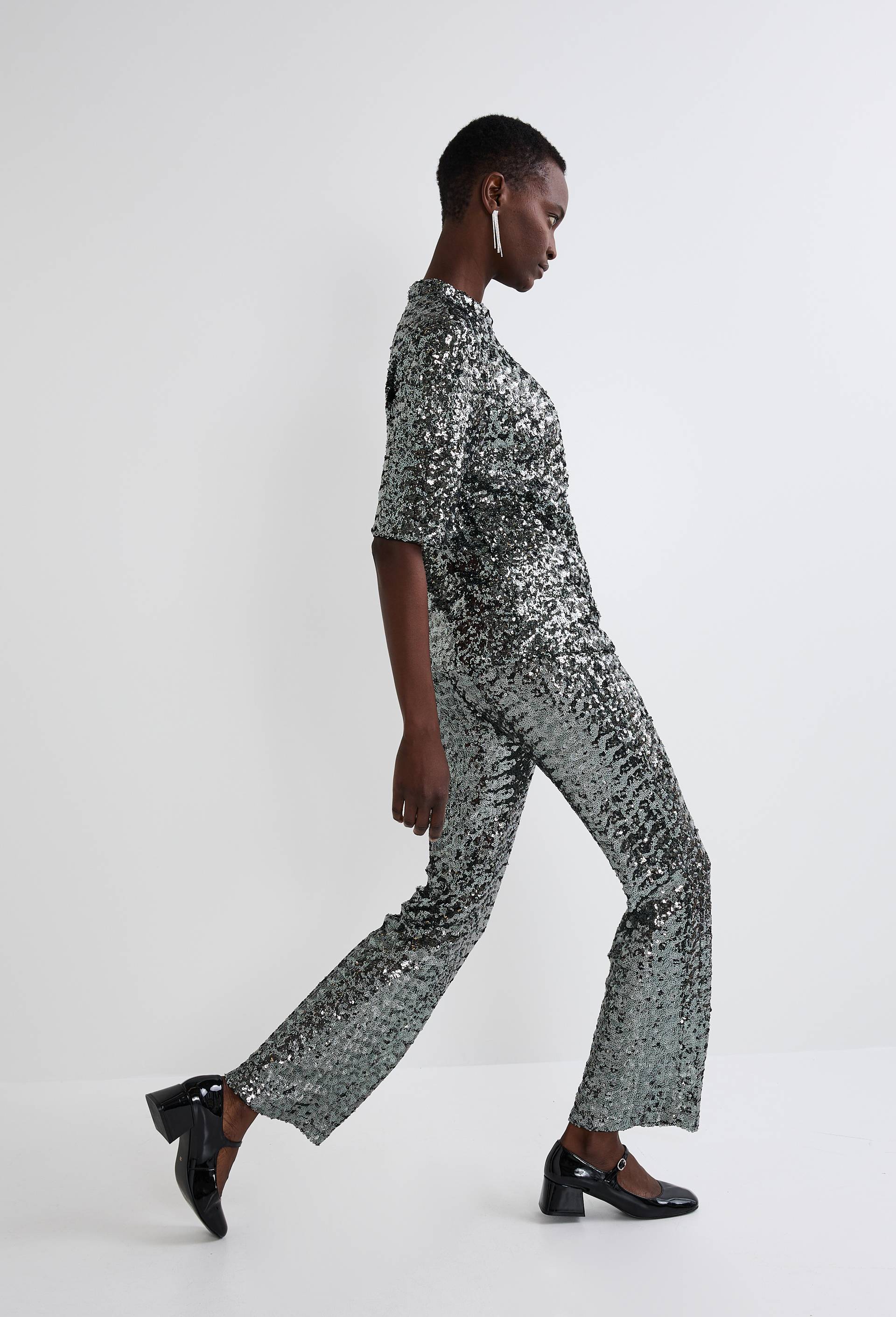 Pantalon &agrave; sequins, Argent, large image number 1.0