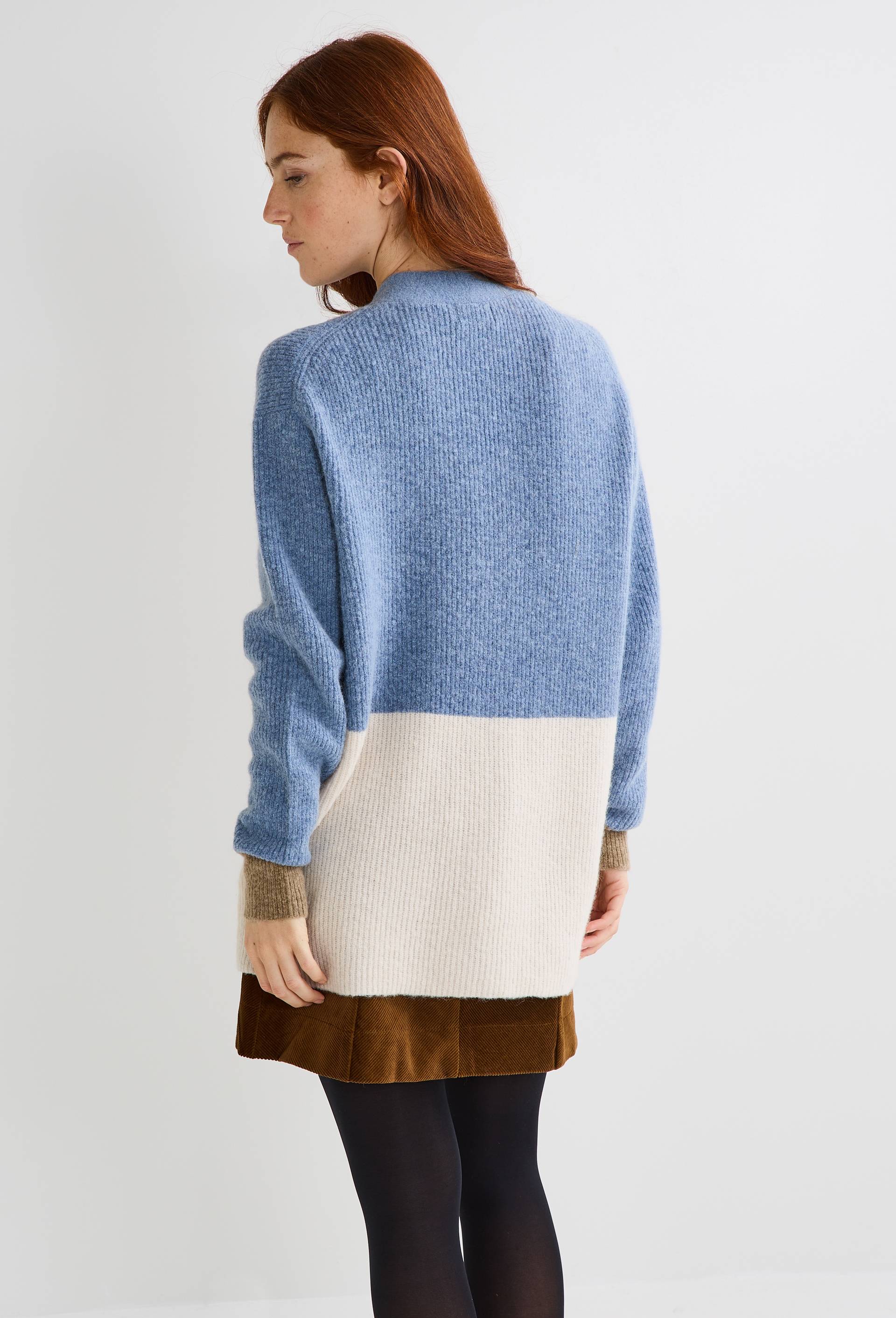 Cardigan long avec boutonnage classique, contient de l'alpaga., Bleu, large image number 1