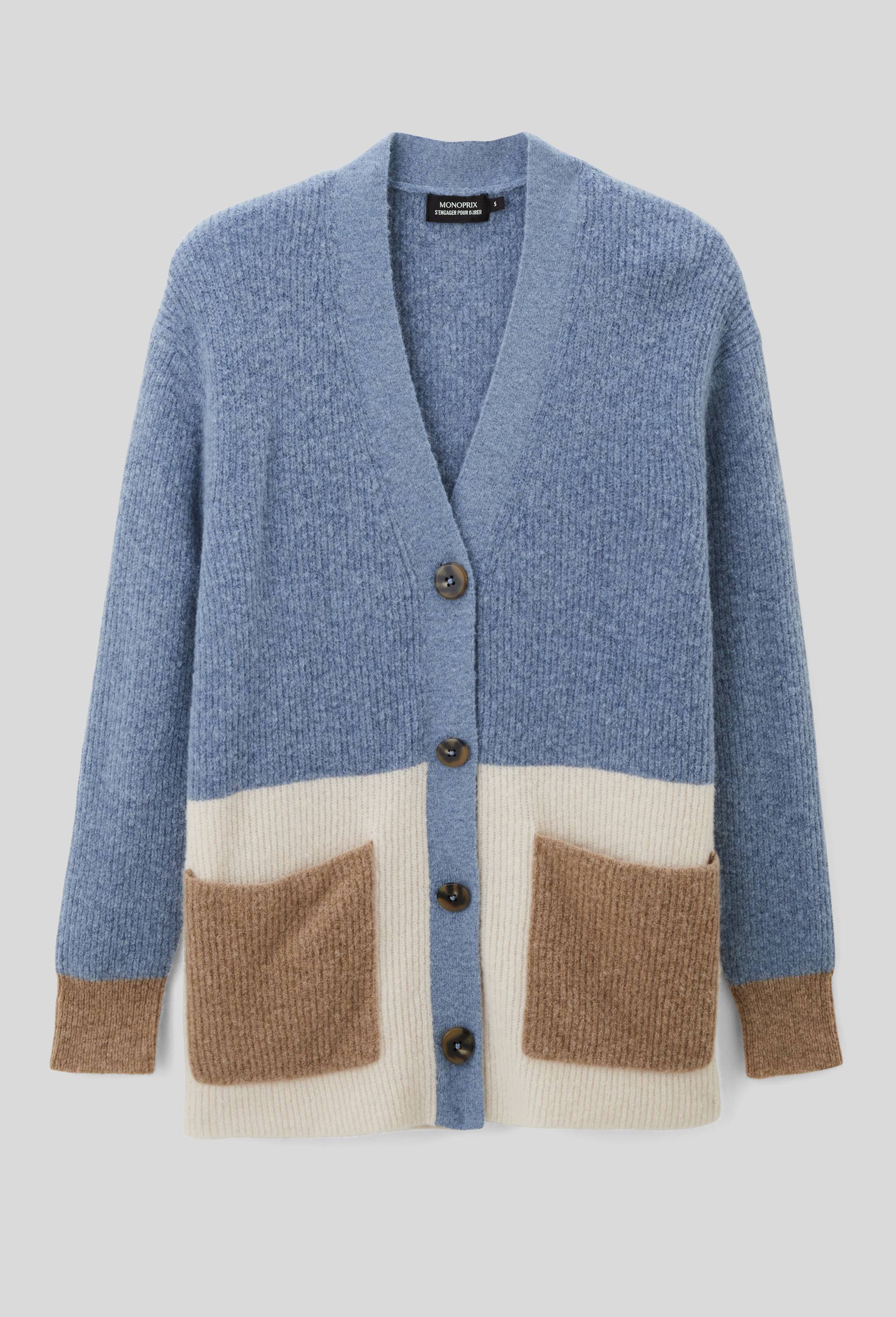 Cardigan long avec boutonnage classique, contient de l'alpaga., Bleu, large image number 2.0