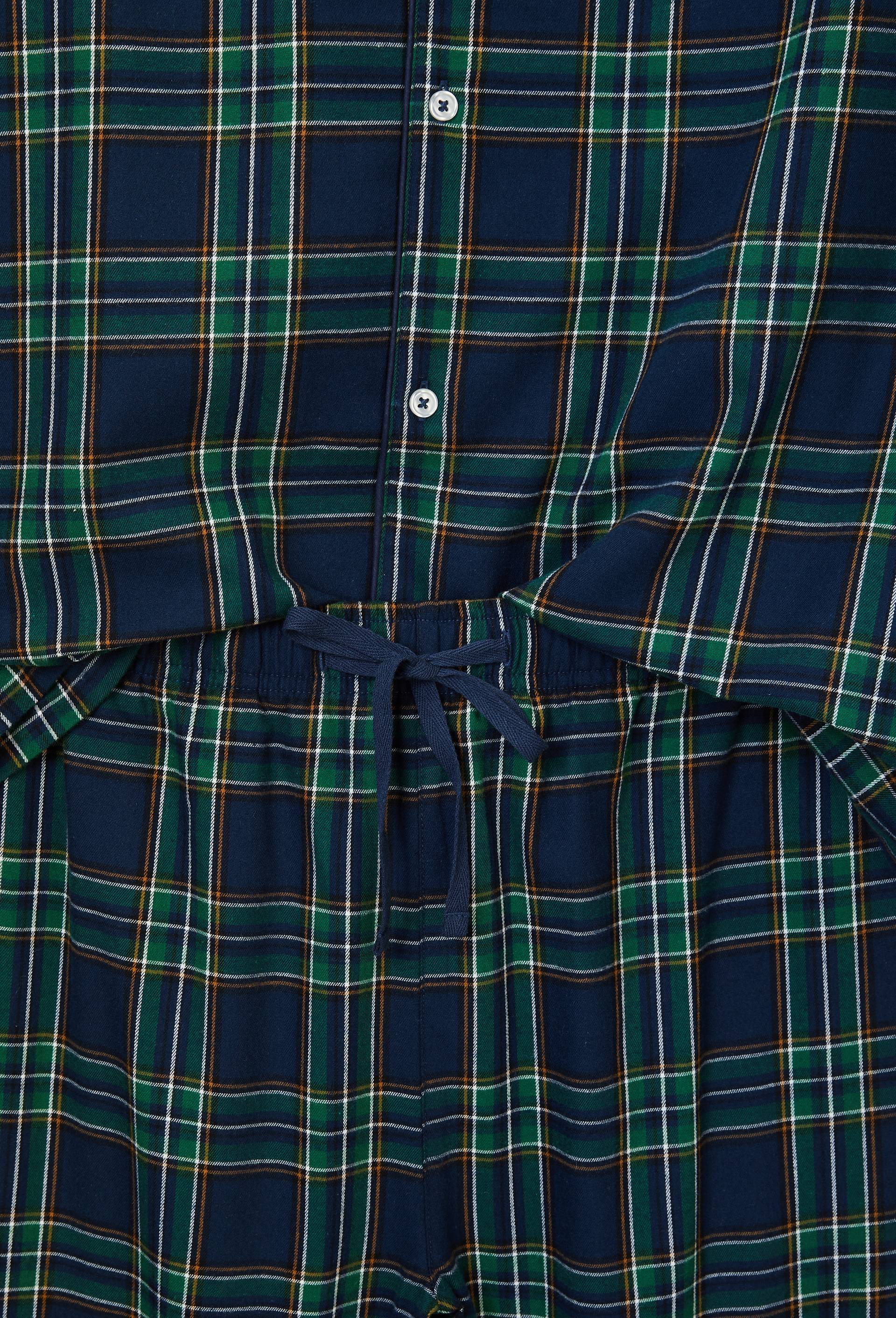 Pyjama manches longues et pantalon en flanelle de coton BIO, Bleu fonc&eacute;, large image number 4