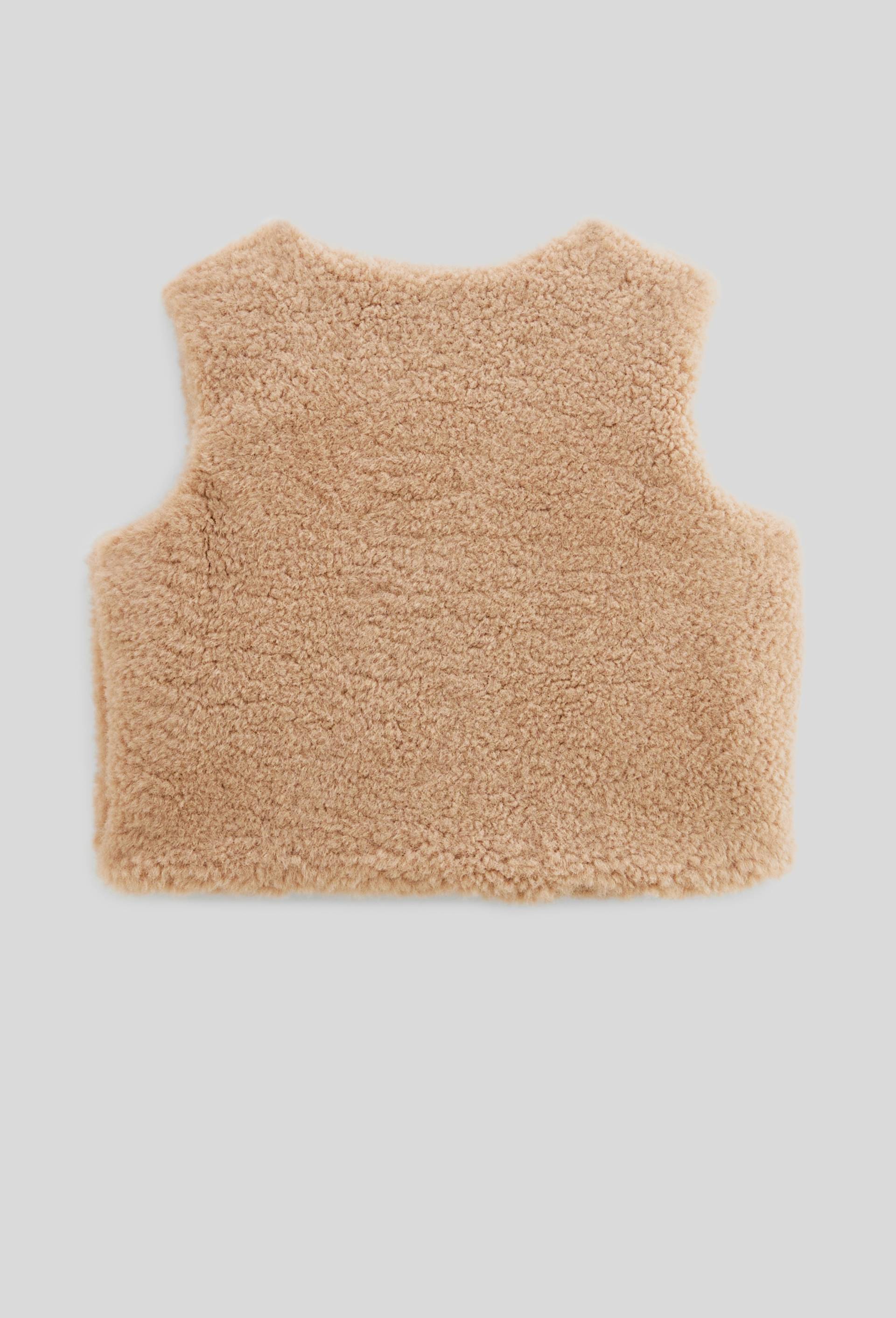 Gilet sans manches uni effet sherpa, Beige, large image number 1
