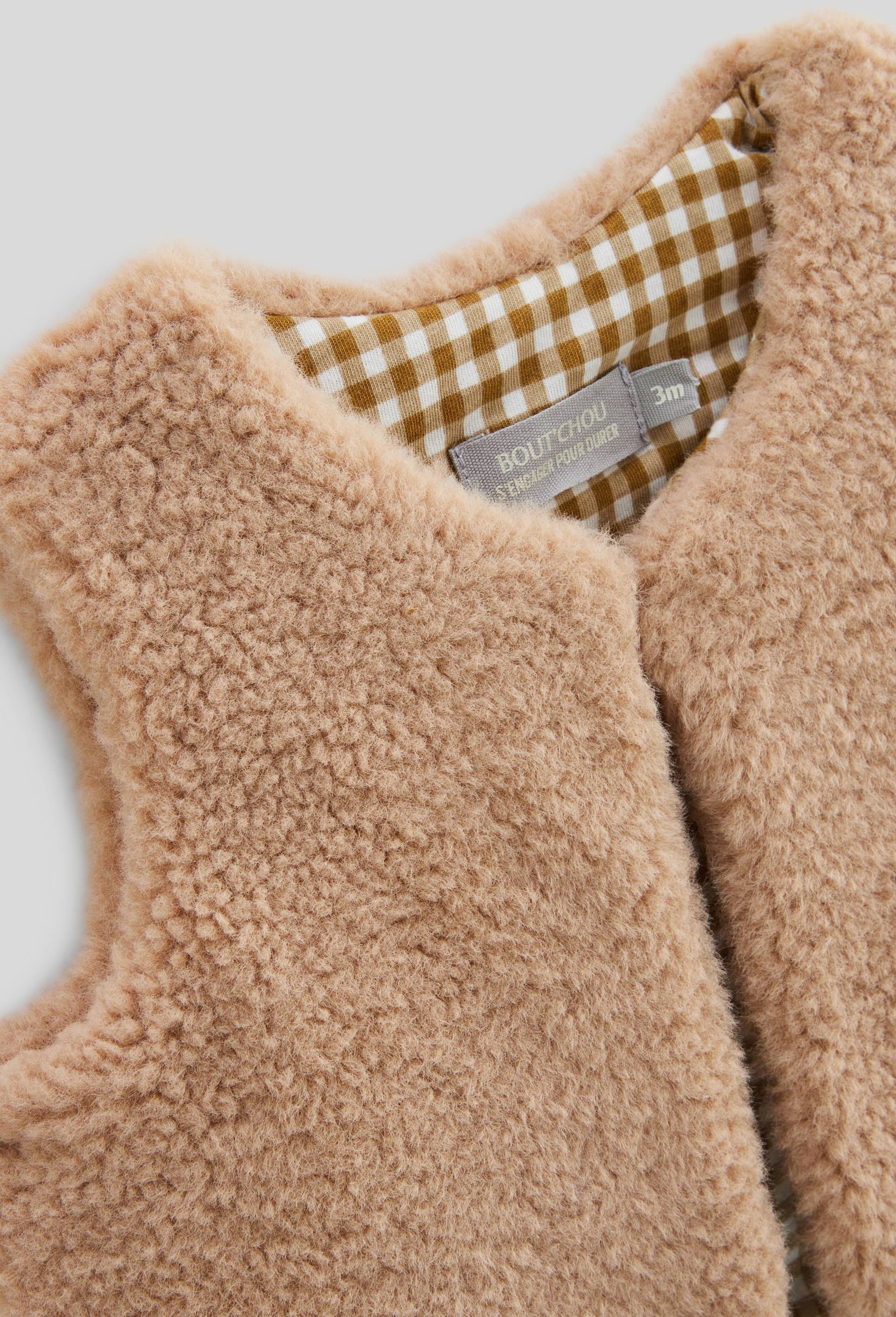 Gilet sans manches uni effet sherpa, Beige, large image number 2