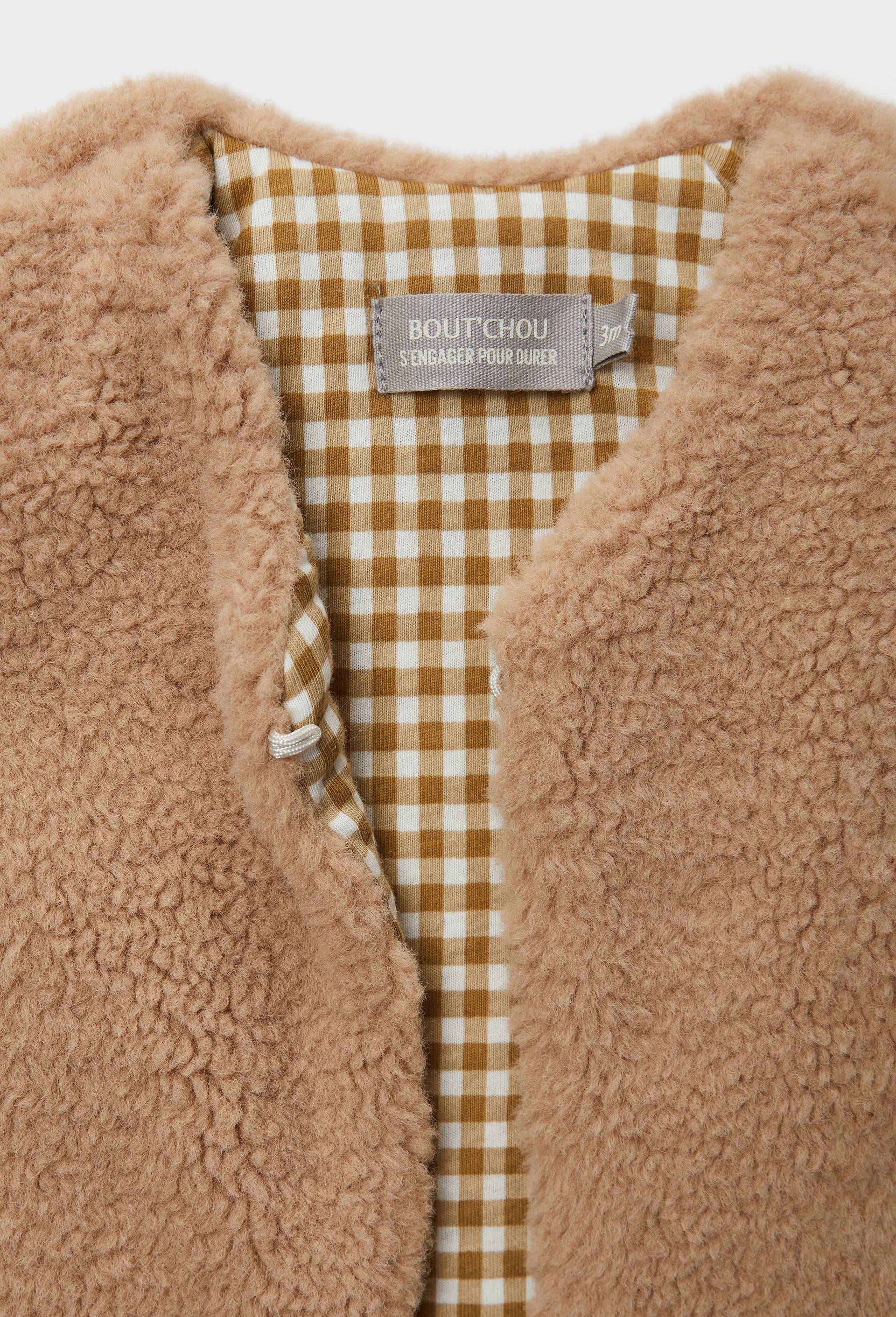 Gilet sans manches uni effet sherpa, Beige, large image number 2